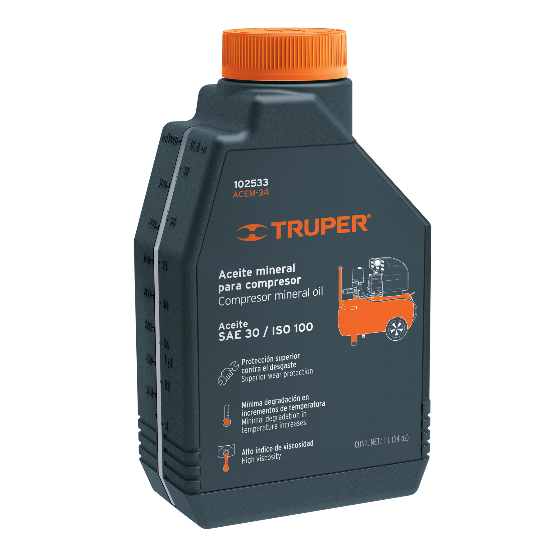 ACEITE MINERAL PARA COMPRESOR, 946ML (32OZ), TRUPER