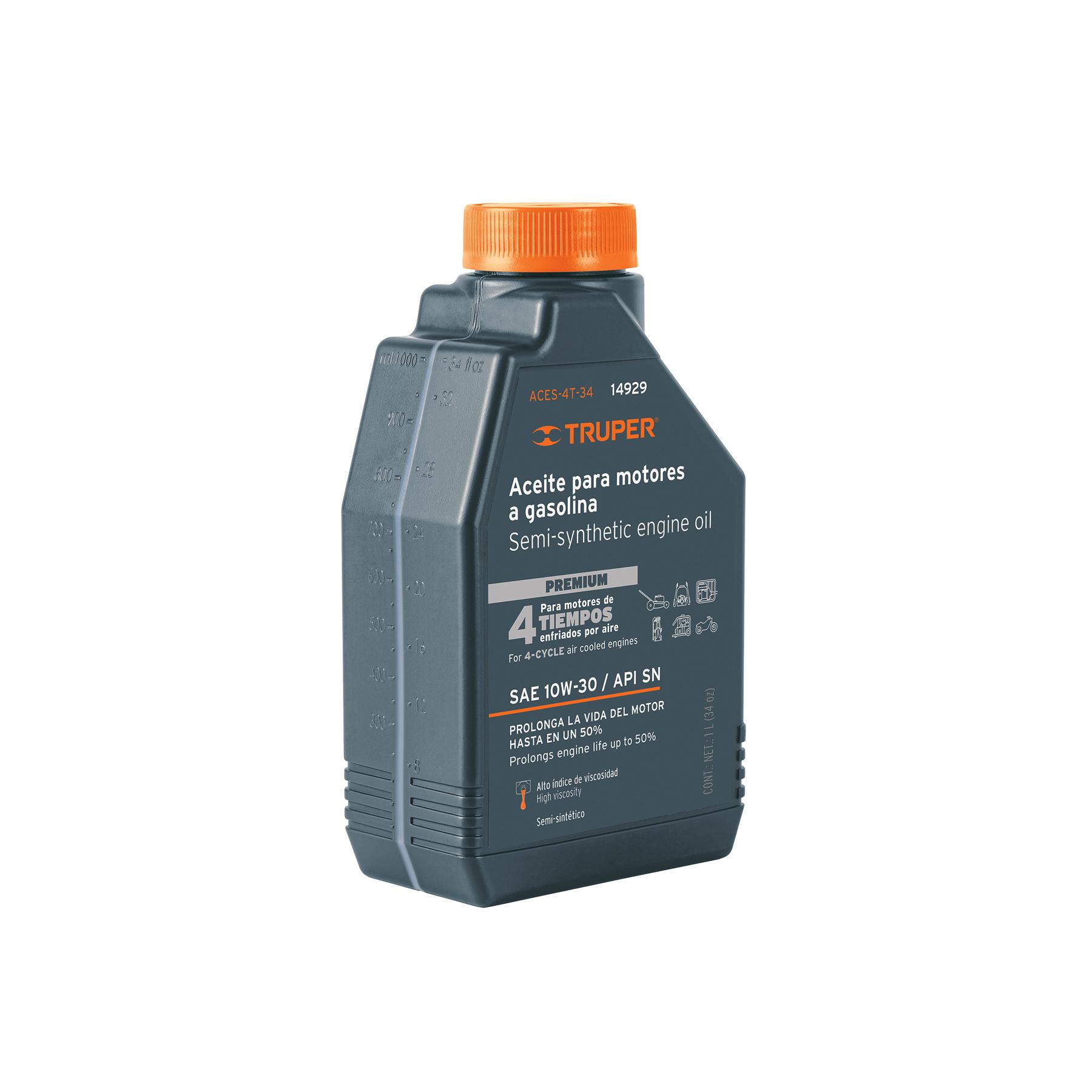 ACEITE SEMI-SINTÉTICO, 4 TIEMPOS, 1000ML (34 OZ), TRUPER