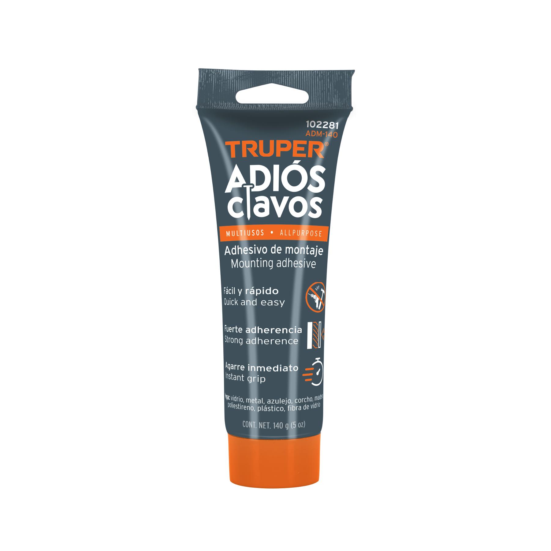 ADHESIVO DE MONTAJE ADIÓS CLAVOS, 140 G, TRUPER