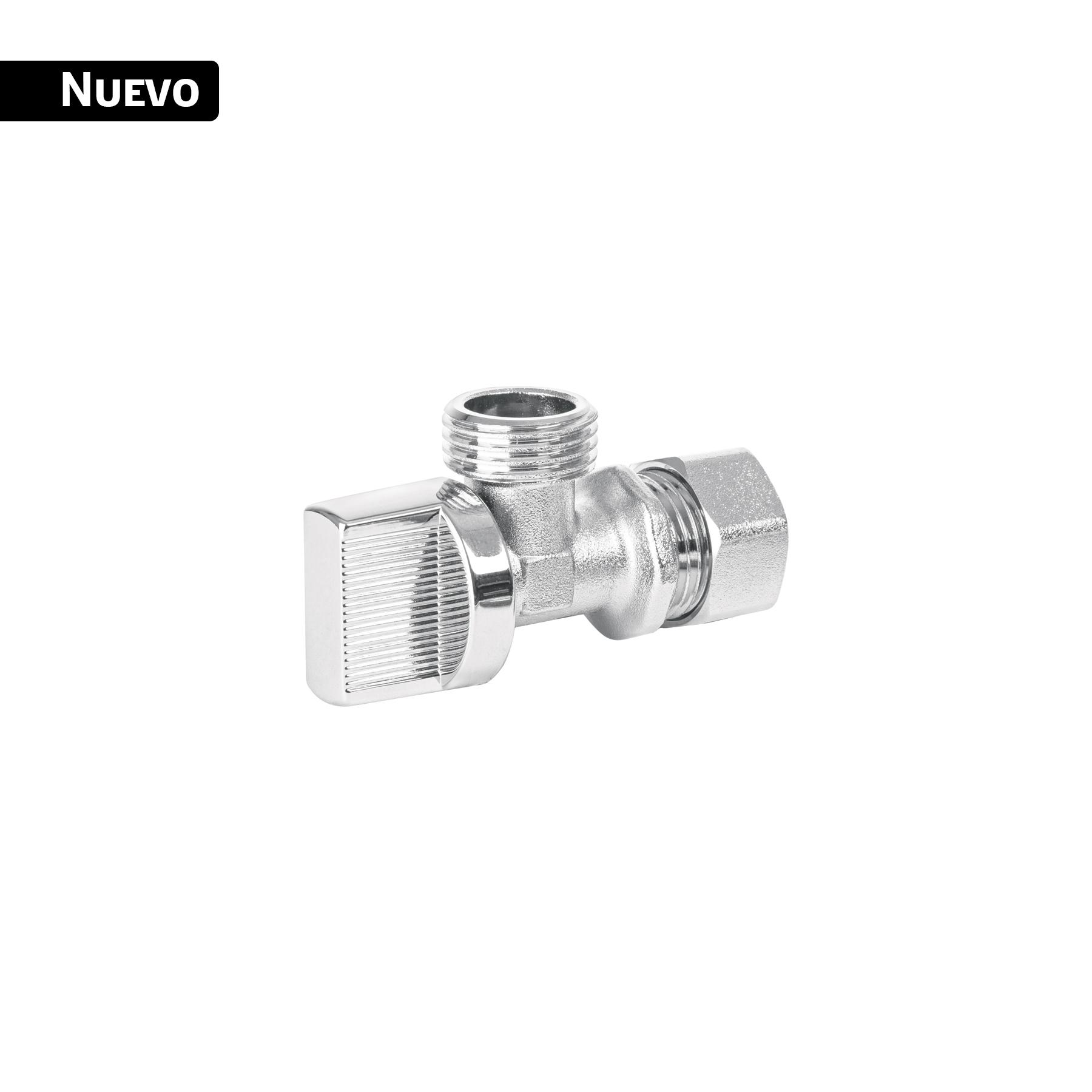 "LLAVE ANGULAR DE ZAMAK CROMADA 1/2"", 1/4 DE VUELTA, BARRILITO"