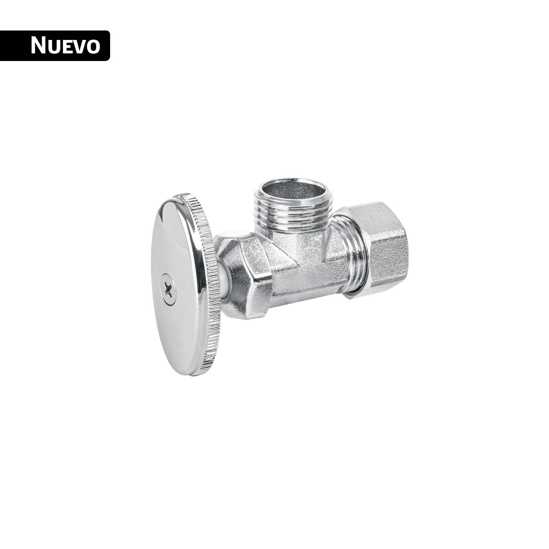 "LLAVE ANGULAR DE ZAMAK CROMADA 1/2"", DE COMPRESIÓN, BARRILITO"