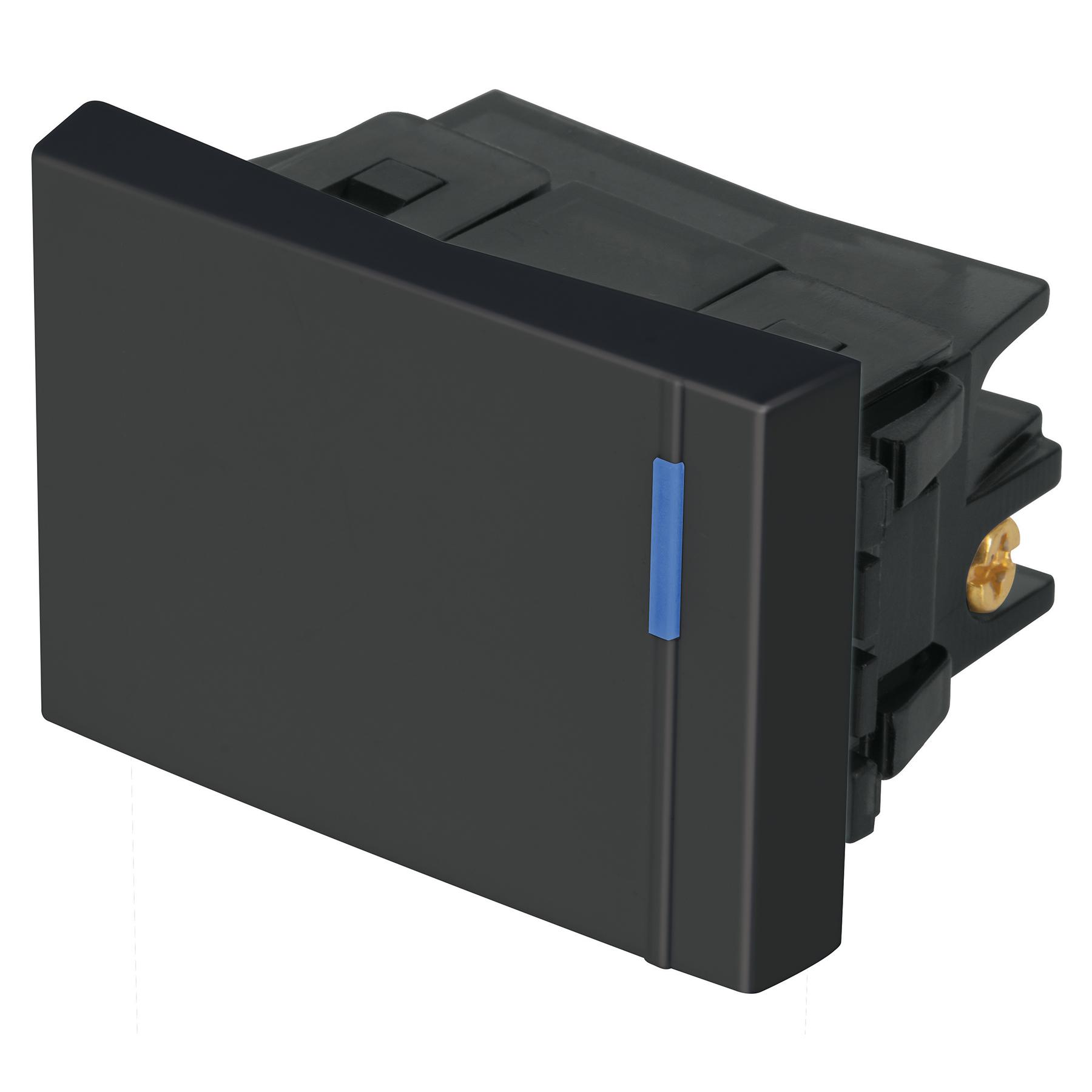 INTERRUPTOR DE 3 VÍAS, 1.5 MÓDULOS, LÍNEA ESPAÑOLA, NEGRO