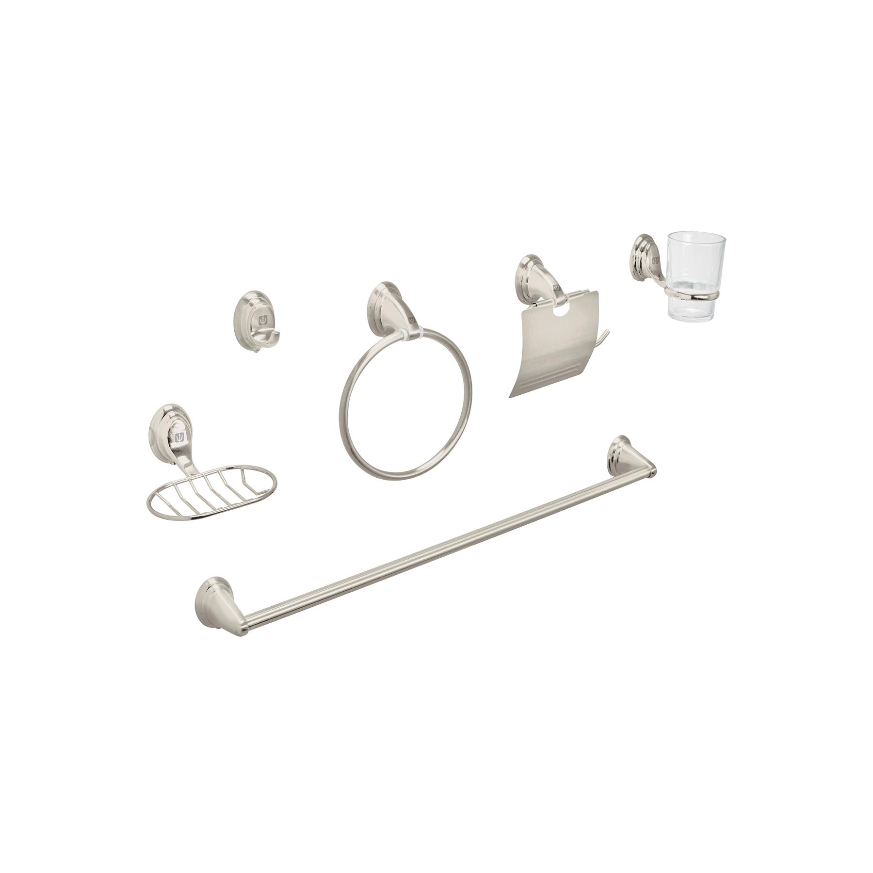 JUEGO DE 6 ACCESORIOS P/BAÑO SATÍN CHAPETÓN OVALADO, AQUA