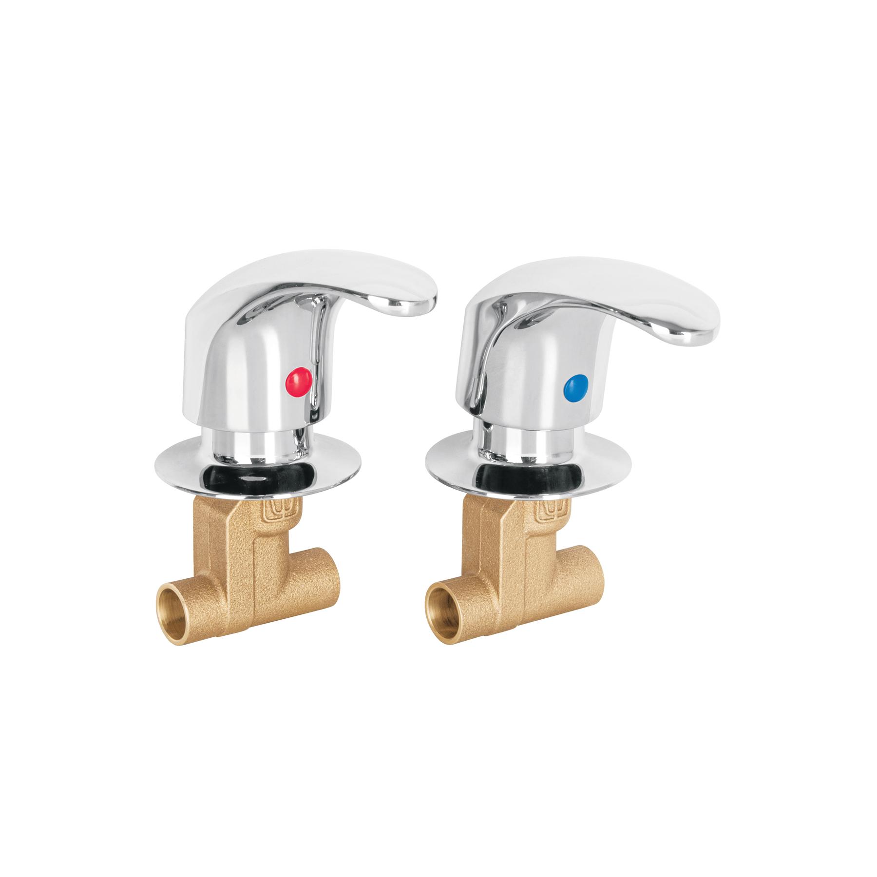 JUEGO 2 LLAVES DE EMPOTRAR, SOLDABLE TIPO PALANCA, AQUA