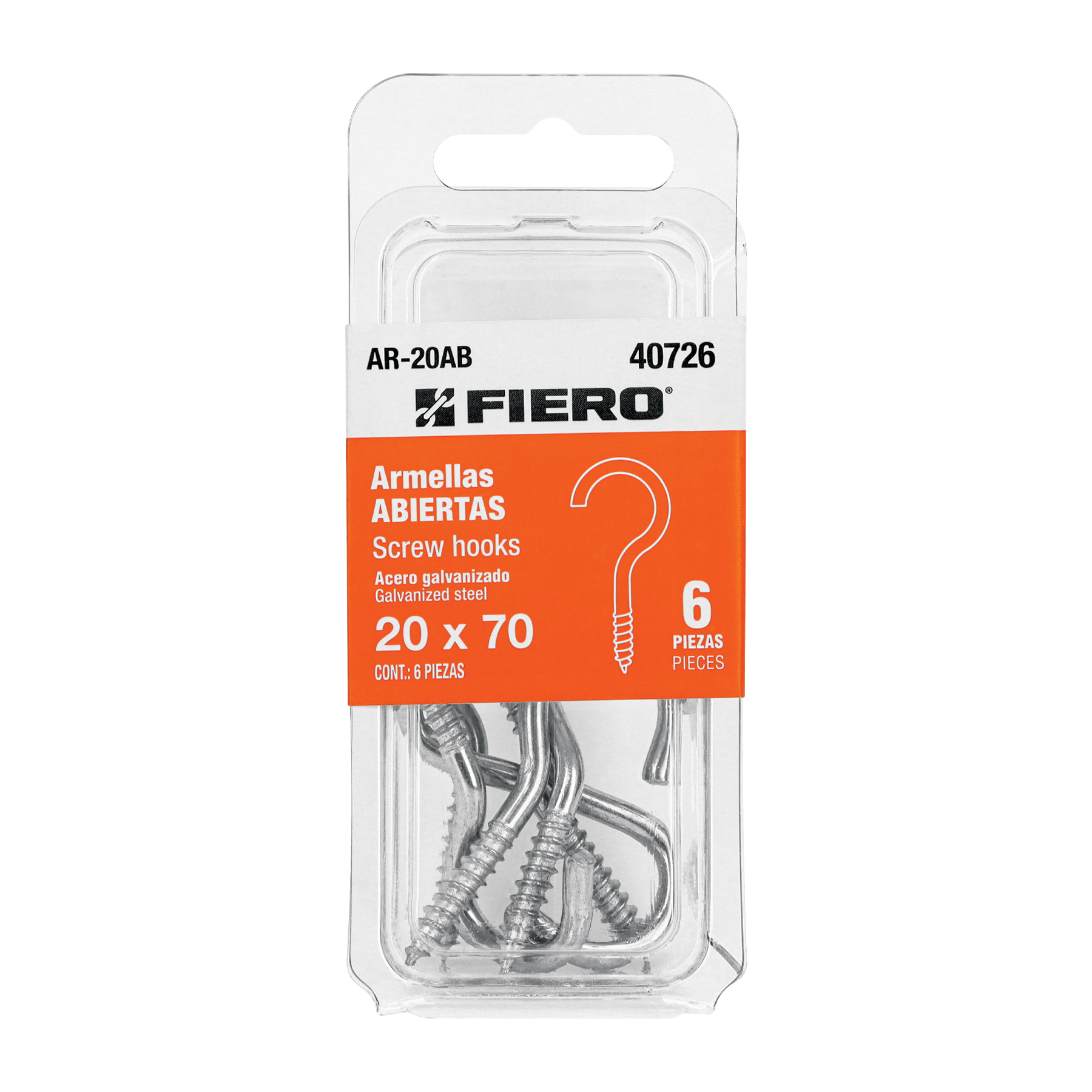 BLÍSTER CON 6 ARMELLAS ABIERTAS 20X70