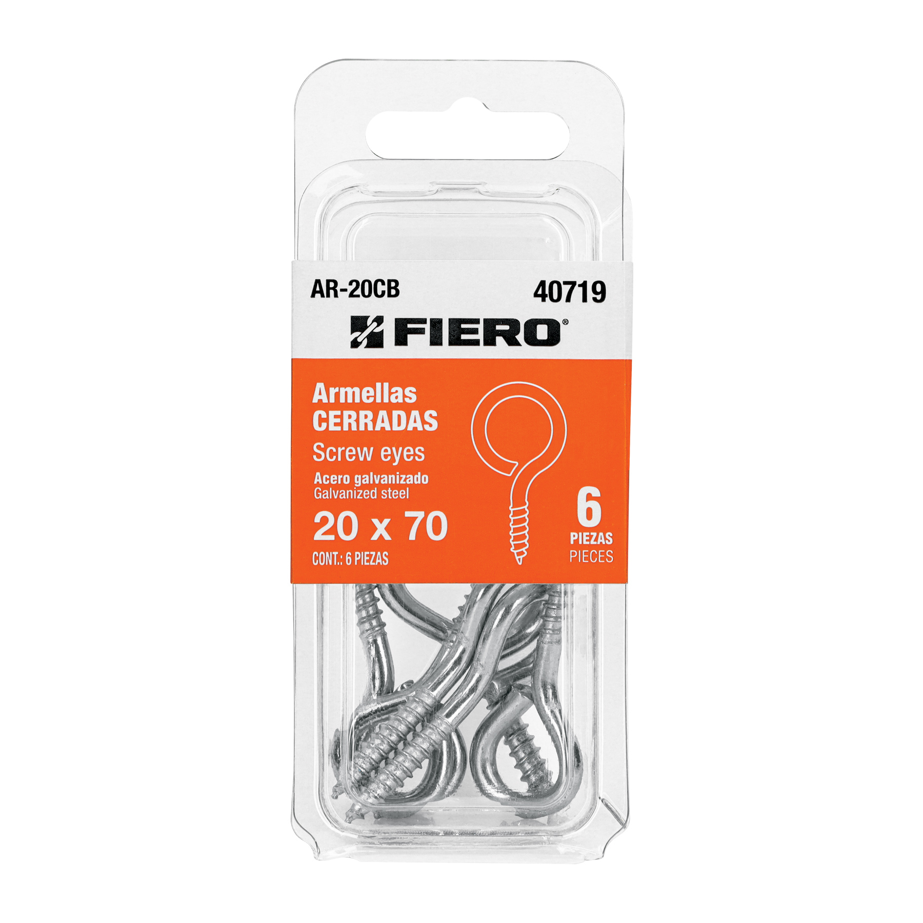 BLÍSTER CON 6 ARMELLAS CERRADAS 20X70