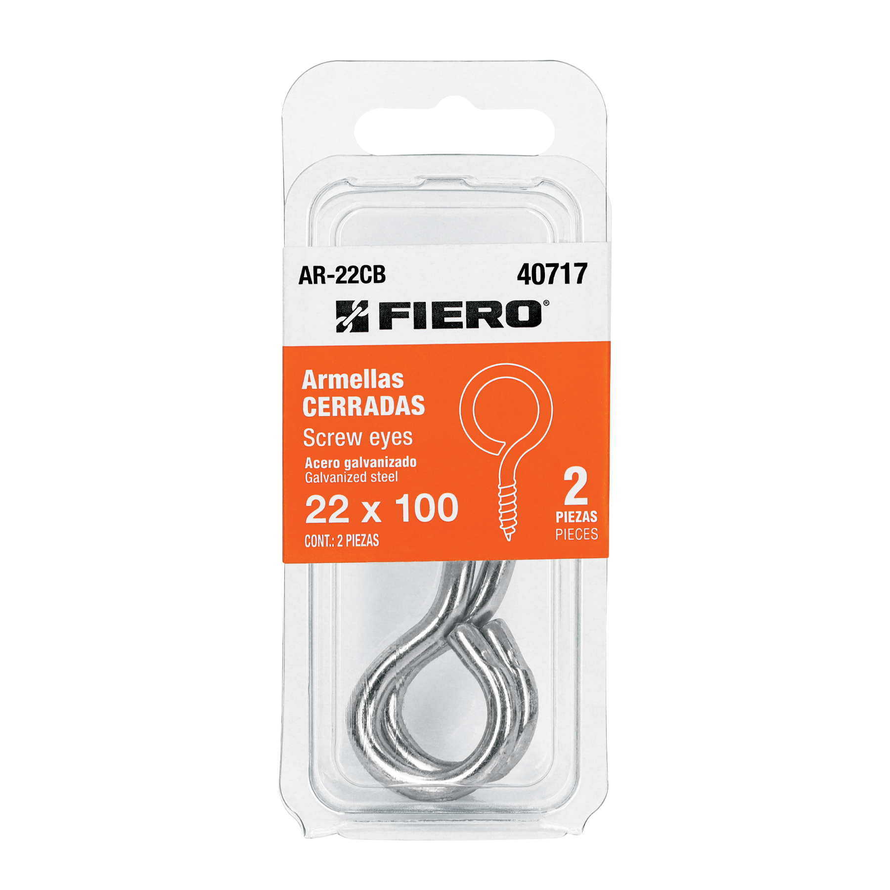 BLÍSTER CON 2 ARMELLAS CERRADAS 22X100