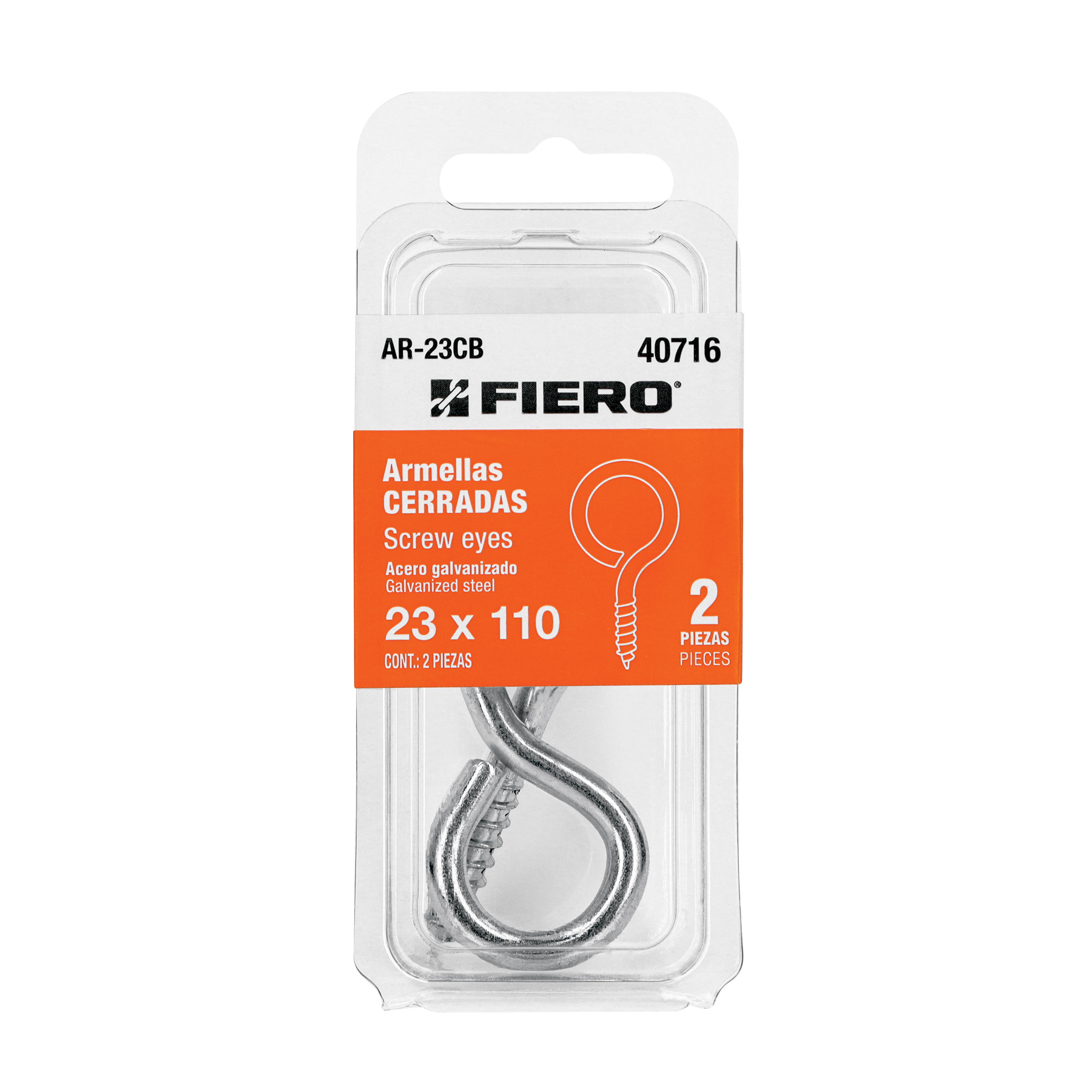 BLÍSTER CON 2 ARMELLAS CERRADAS 23X110