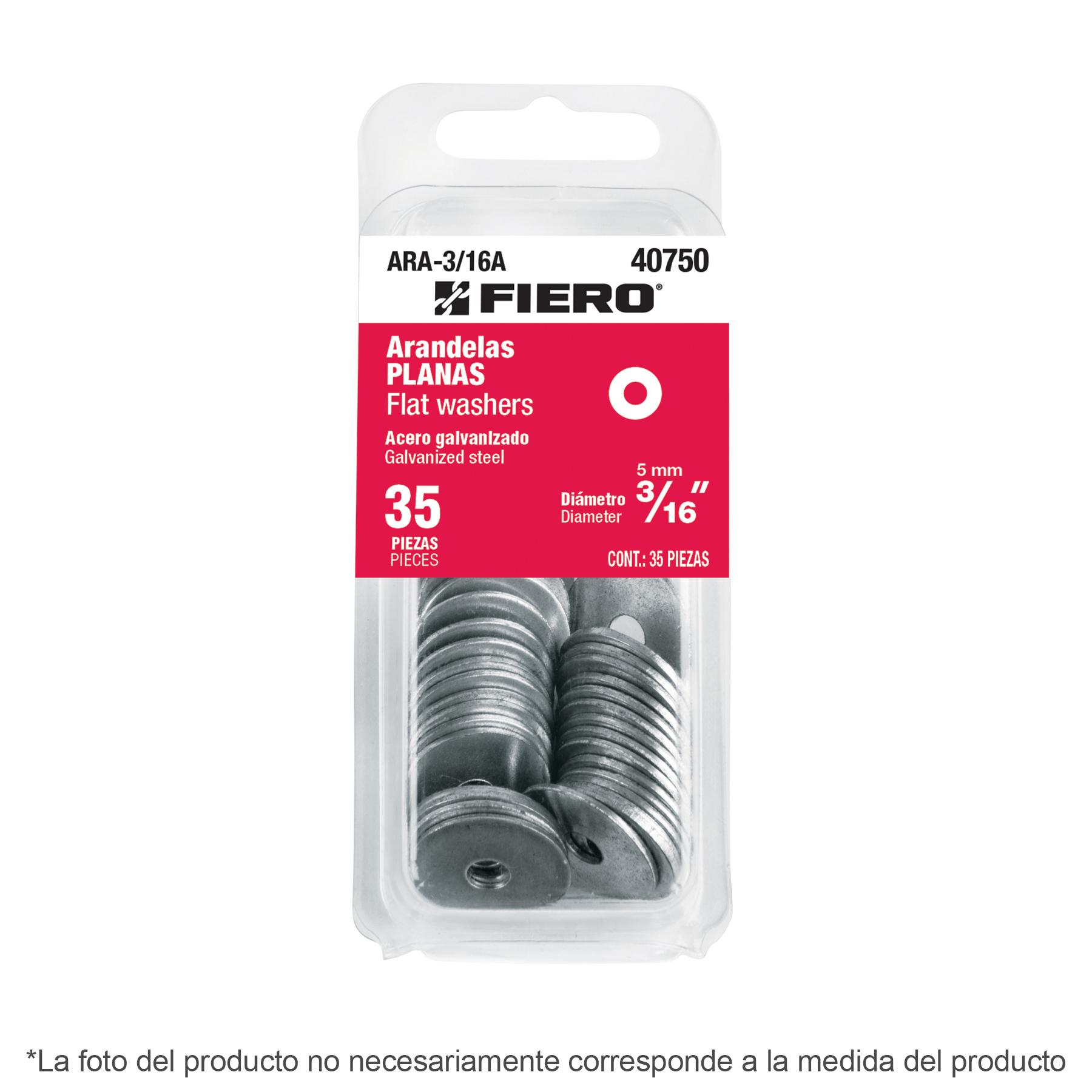 "BLÍSTER CON 30 ARANDELAS PLANAS DE 1/4"", FIERO"