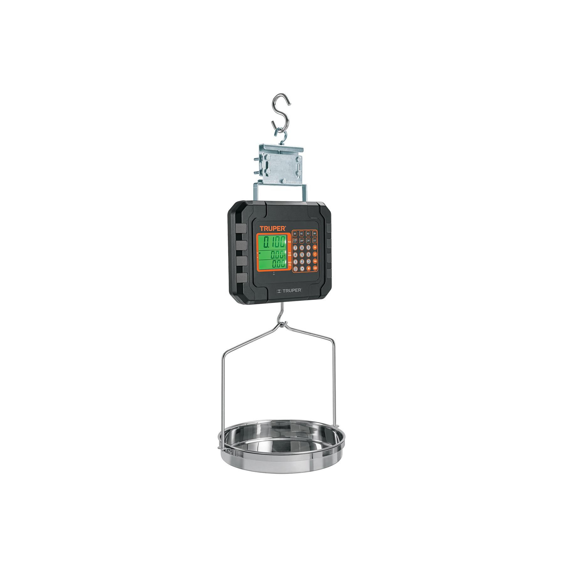 BÁSCULA ELECTRÓNICA COLGANTE, RECARGABLE, C/CHAROLA, 40 KG