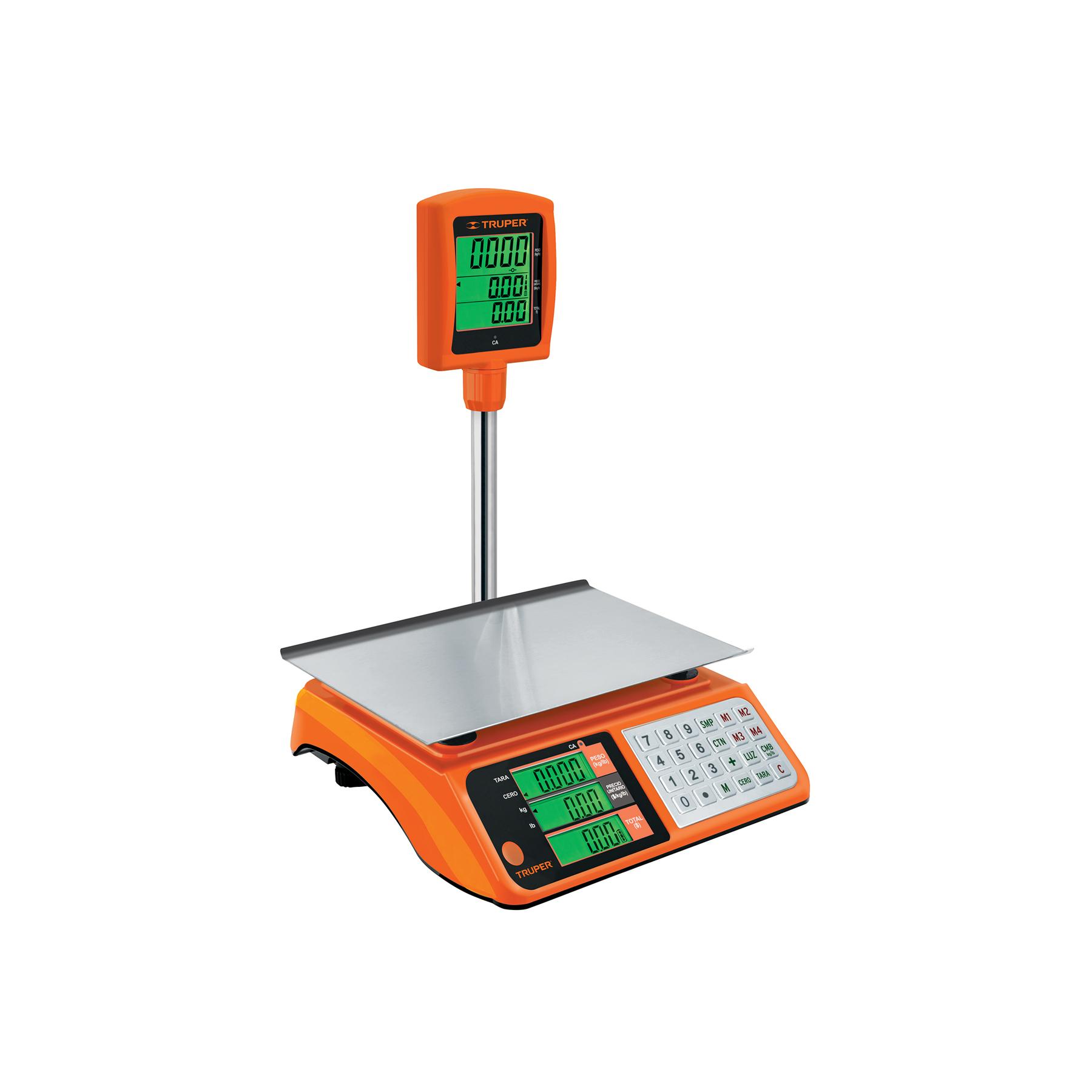 BÁSCULA ELECTRÓNICA MULTIFUNCIONES CON TORRETA 40 KG, TRUPER