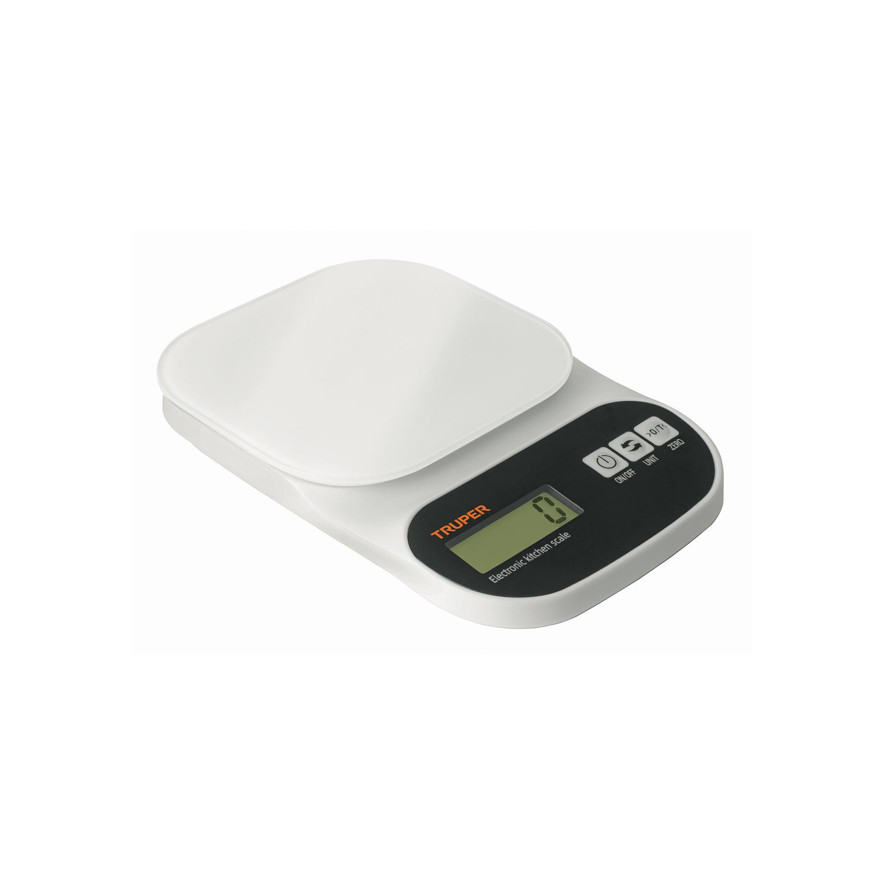 BÁSCULA DIGITAL PARA COCINA, PLATO DE VIDRIO, 5 KG, TRUPER