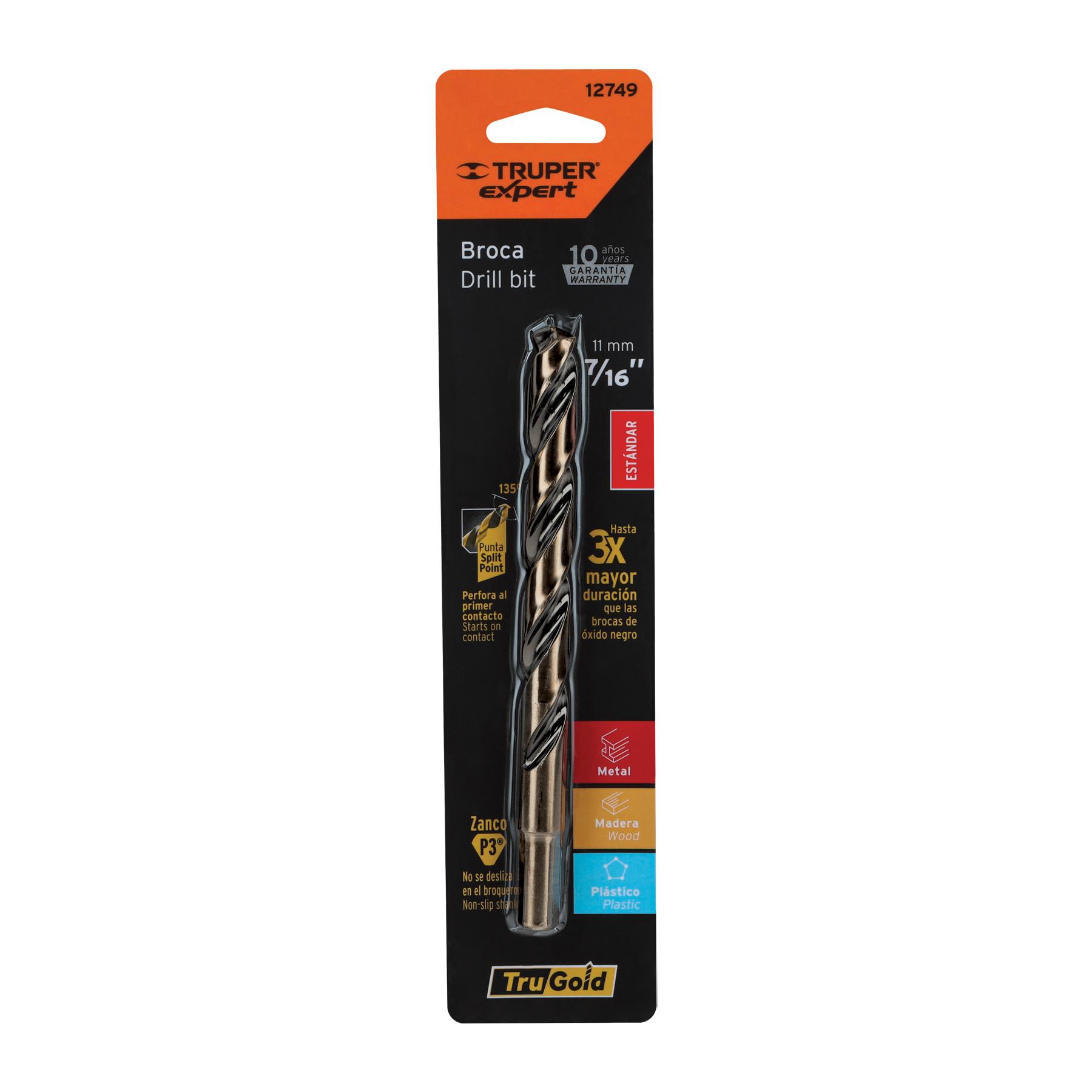"BROCA HSS 7/16"" TRUGOLD PARA METAL EN BLÍSTER, EXPERT"