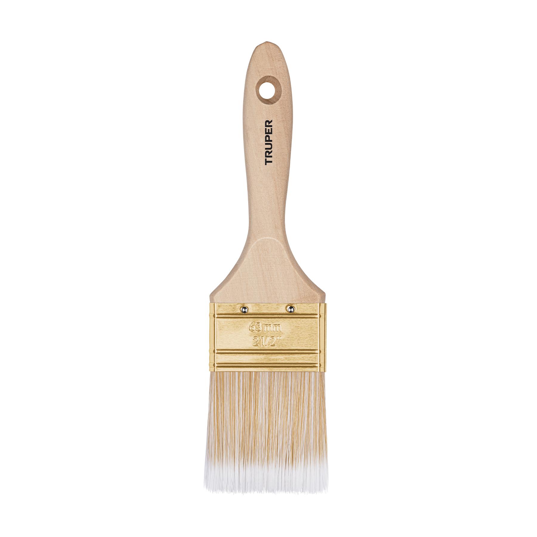"BROCHA CERDAS SINTÉTICAS 2-1/2"" CORTE RECTO, MANGO DE MADERA"