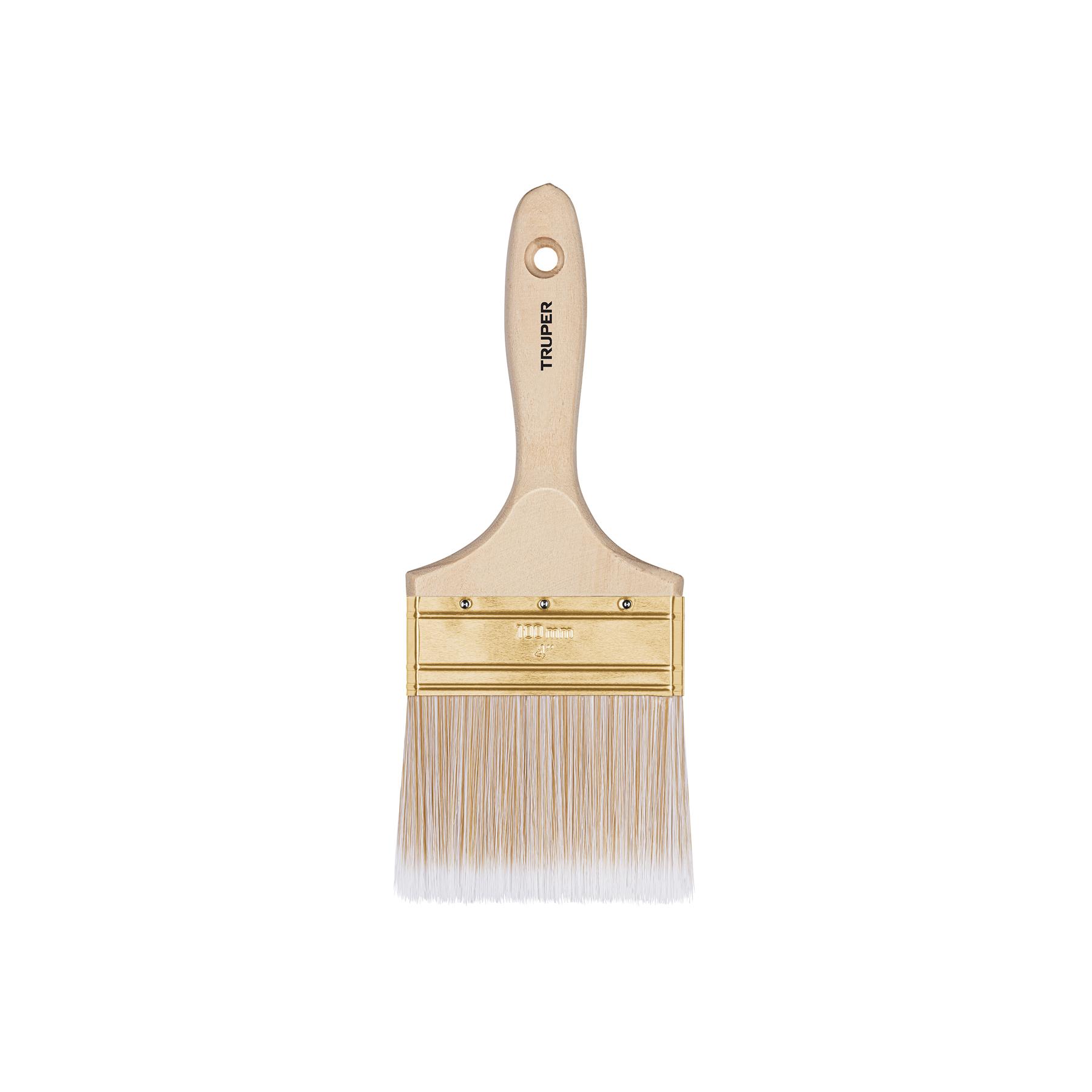 "BROCHA CERDAS SINTÉTICAS 4"" CORTE RECTO, MANGO DE MADERA"