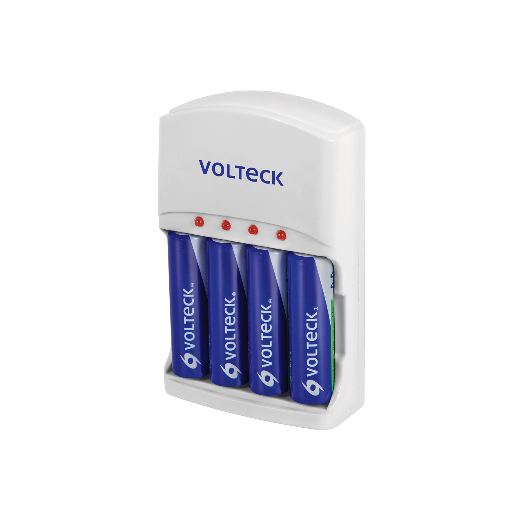 CARGADOR DE PILAS, AA, AAA Y 9V, INCLUYE 4 PILAS AA, VOLTECK