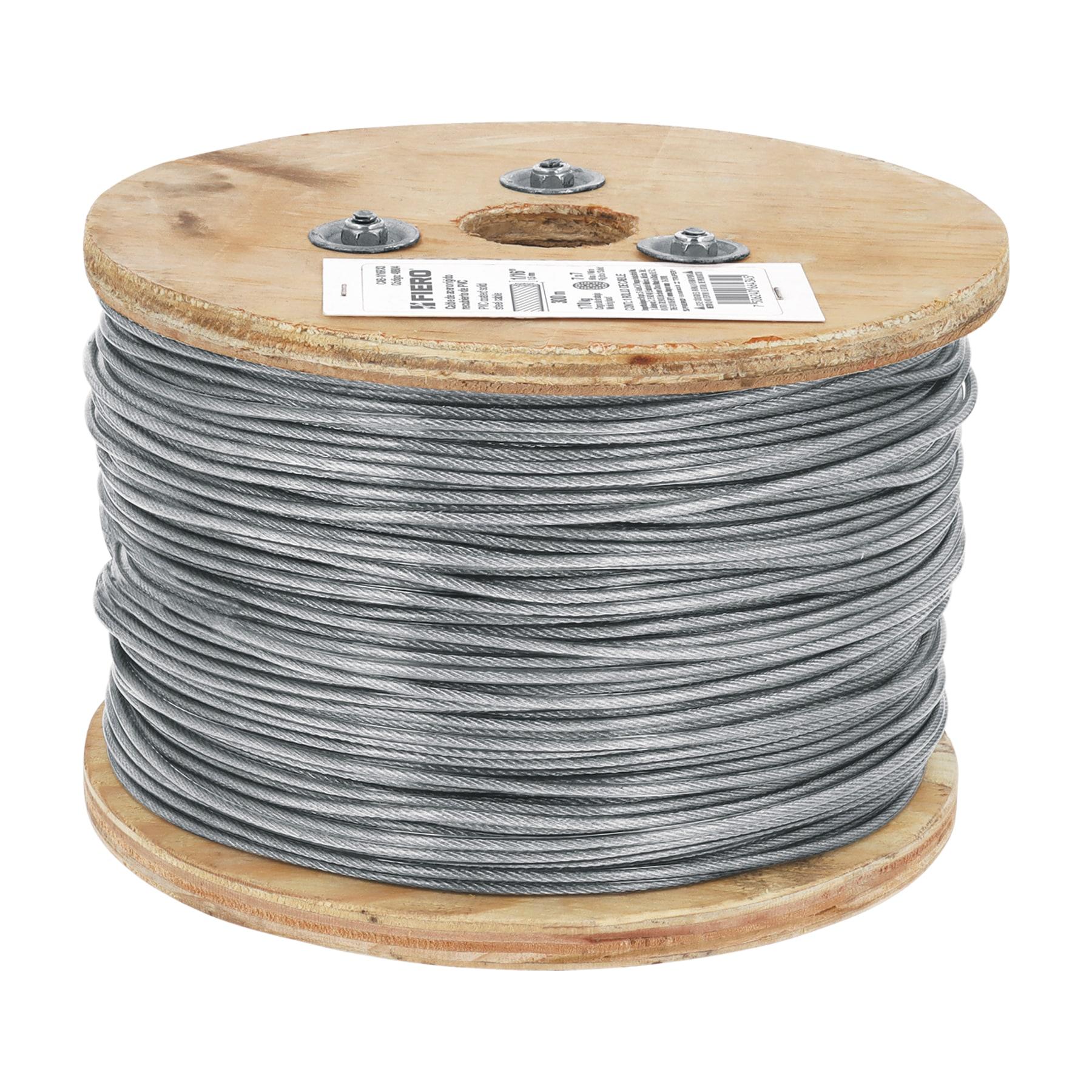 "METRO DE CABLE RÍGIDO 1/16"" ACERO 7X7 RECUBIERTO PVC, 300 M"