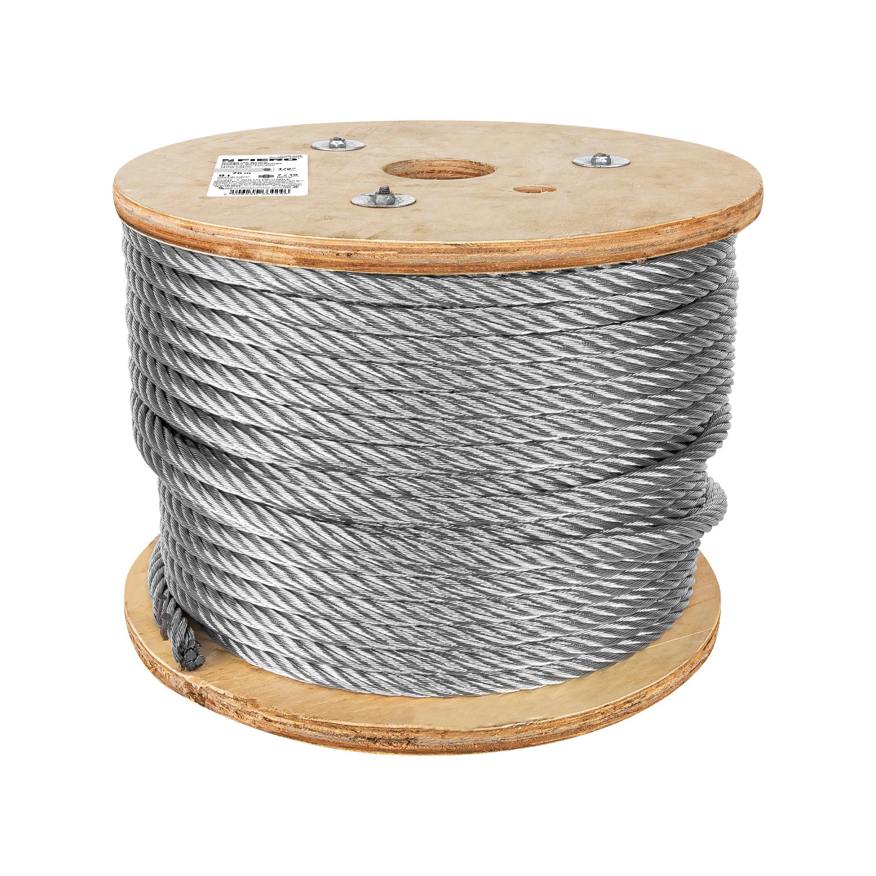 "METRO DE CABLE FLEXIBLE 1/2"" DE ACERO 7X19 HILOS, 75 M"