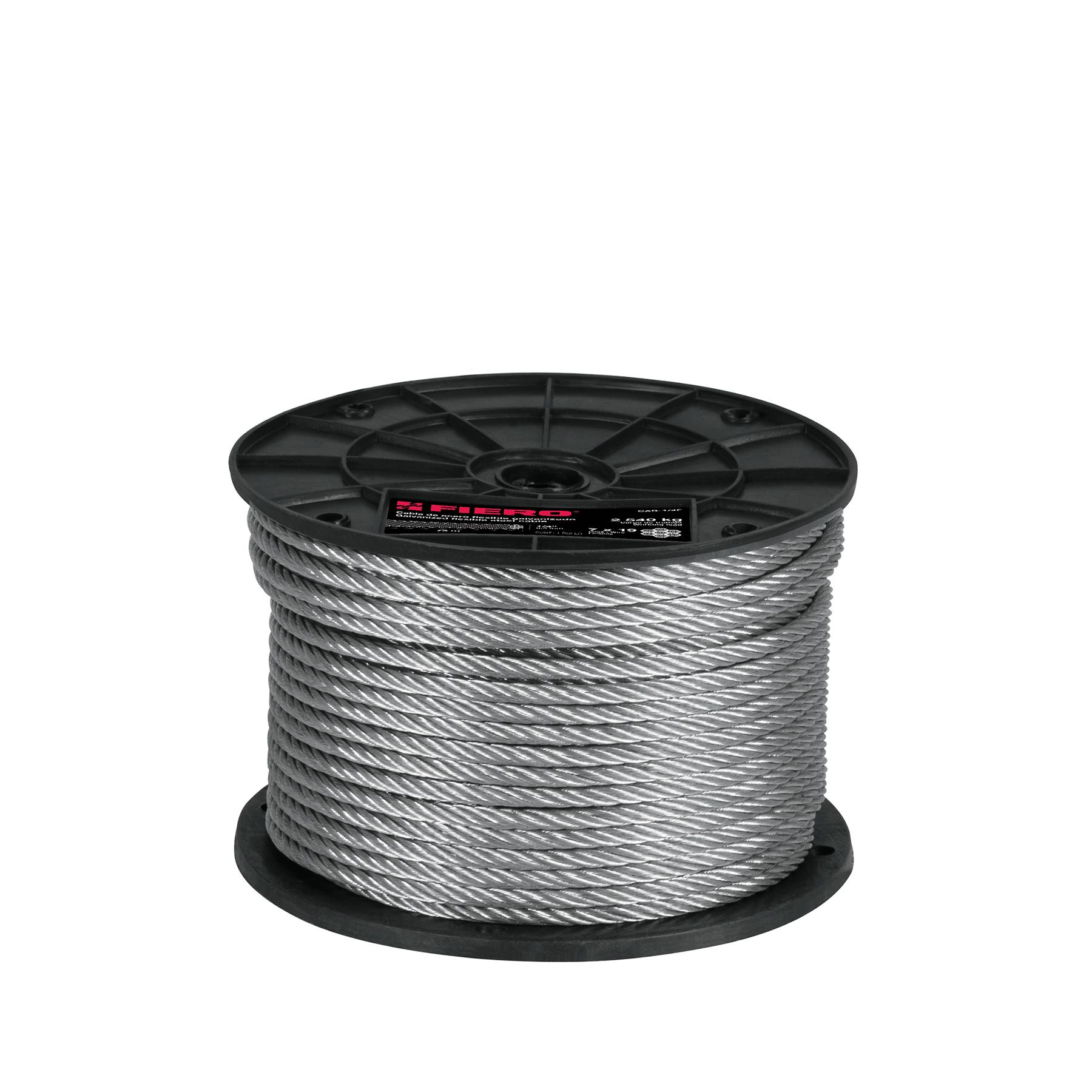 "METRO DE CABLE FLEXIBLE 1/4"" DE ACERO 7X19 HILOS, 75 M"