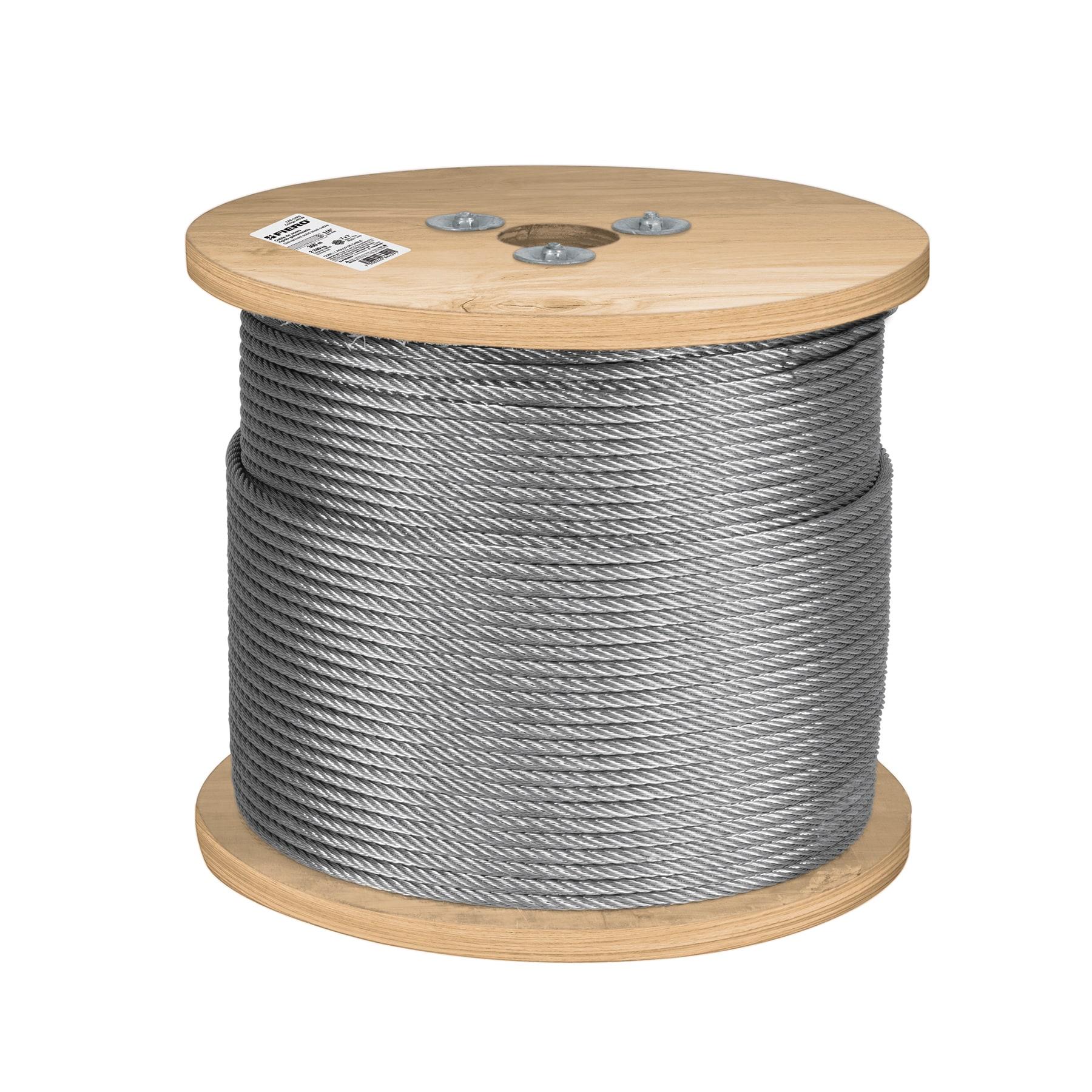 "METRO DE CABLE RÍGIDO 1/4"" DE ACERO 7X7 HILOS, 300 M, FIERO"