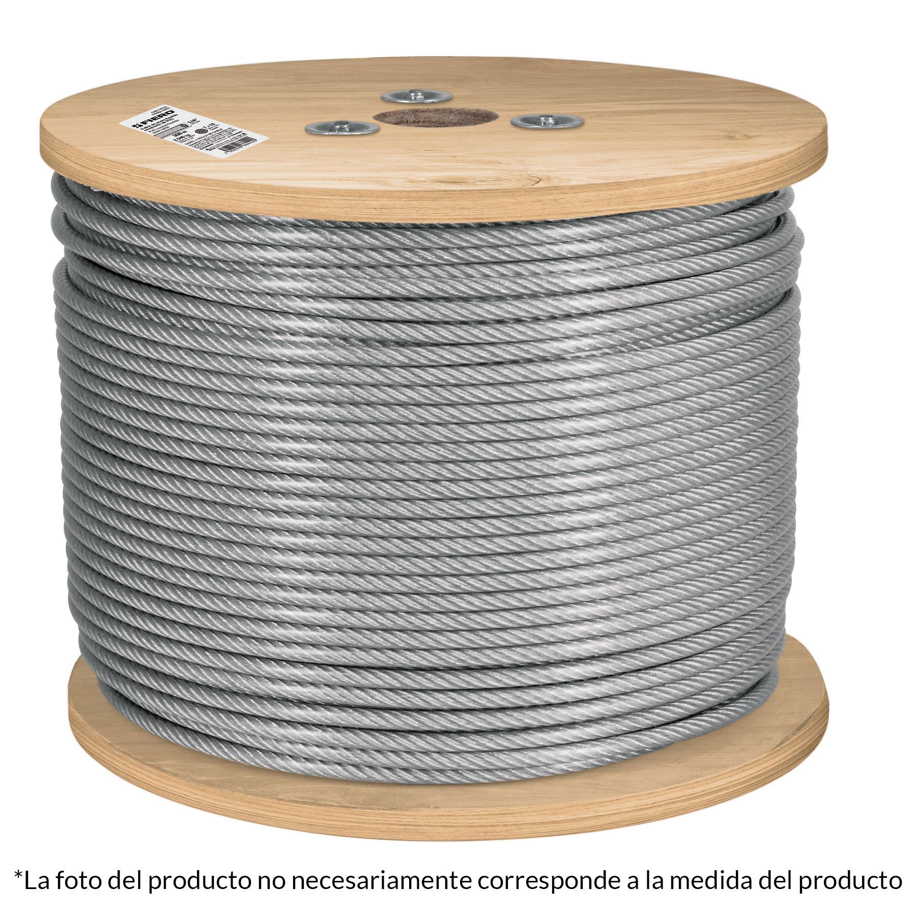 "METRO CABLE FLEXIBLE 1/8"" ACERO 7X19 RECUBIERTO PVC, 300 M"
