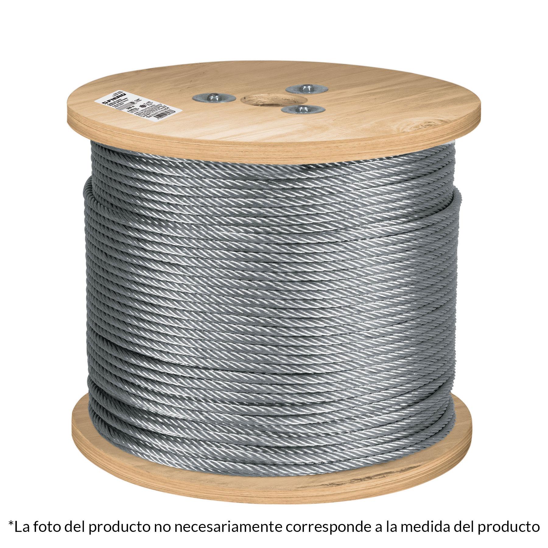 "METRO DE CABLE FLEXIBLE 3/16"" DE ACERO 7X19 HILOS, 300 M"