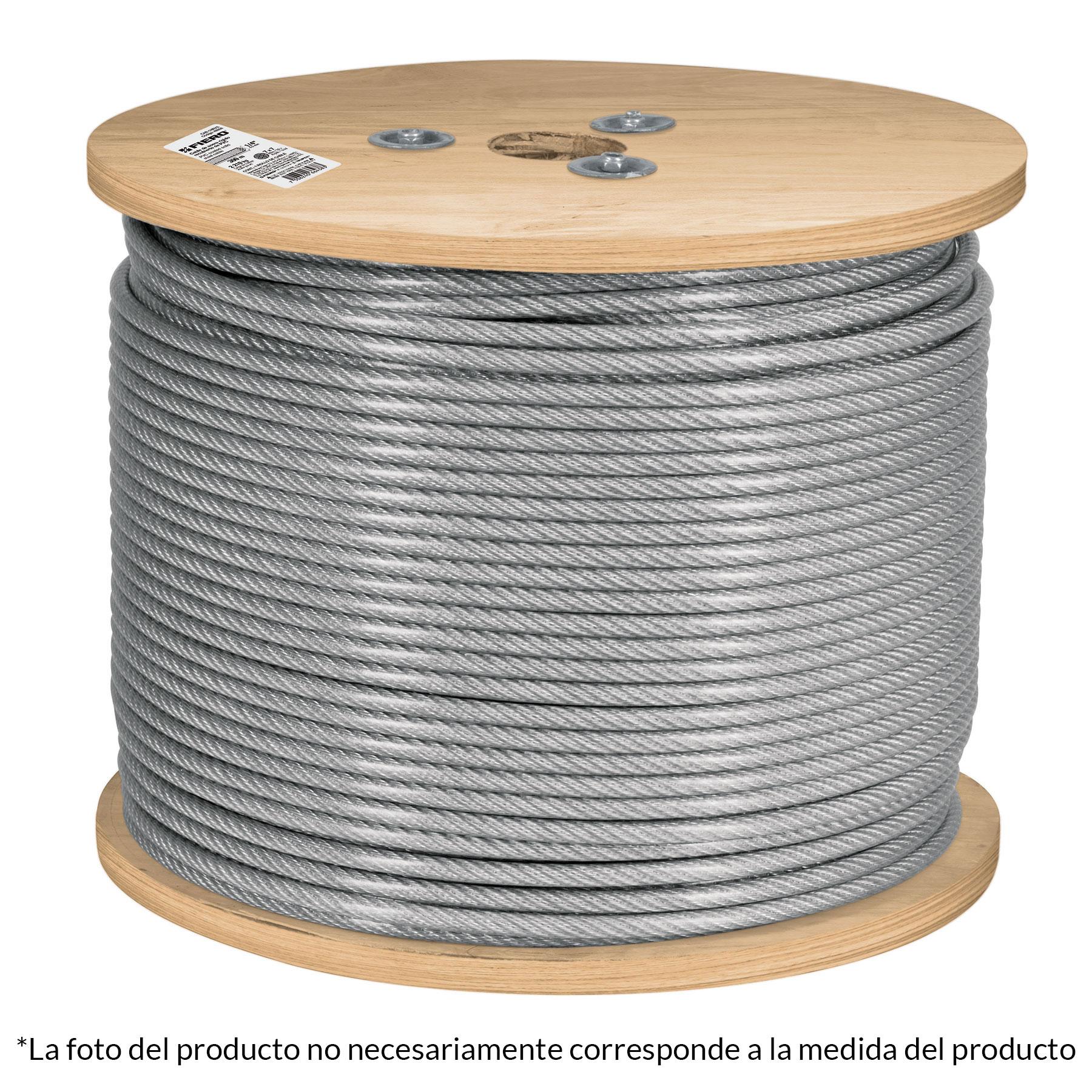 "METRO DE CABLE RÍGIDO 3/16"" ACERO 7X7 RECUBIERTO PVC, 300 M"