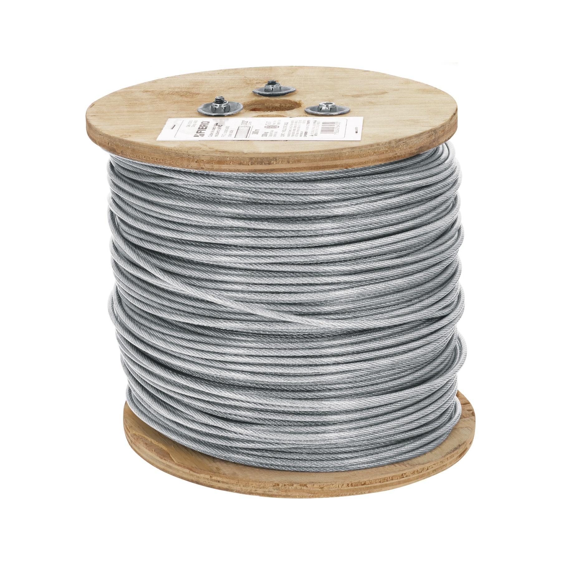 "METRO DE CABLE RÍGIDO 3/32"" ACERO 7X7 RECUBIERTO PVC, 300 M"