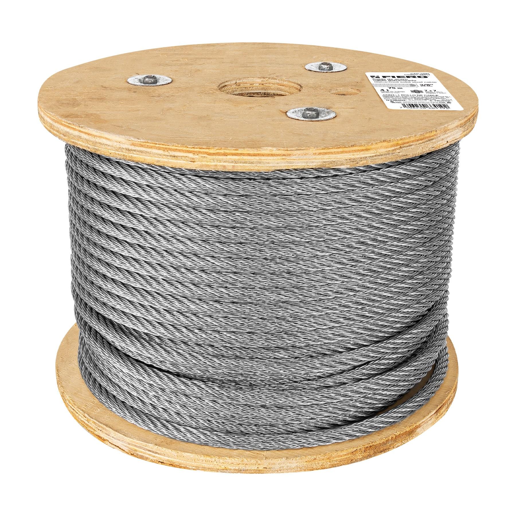 "METRO DE CABLE RÍGIDO 3/8"" DE ACERO 7X7 HILOS, 75 M, FIERO"