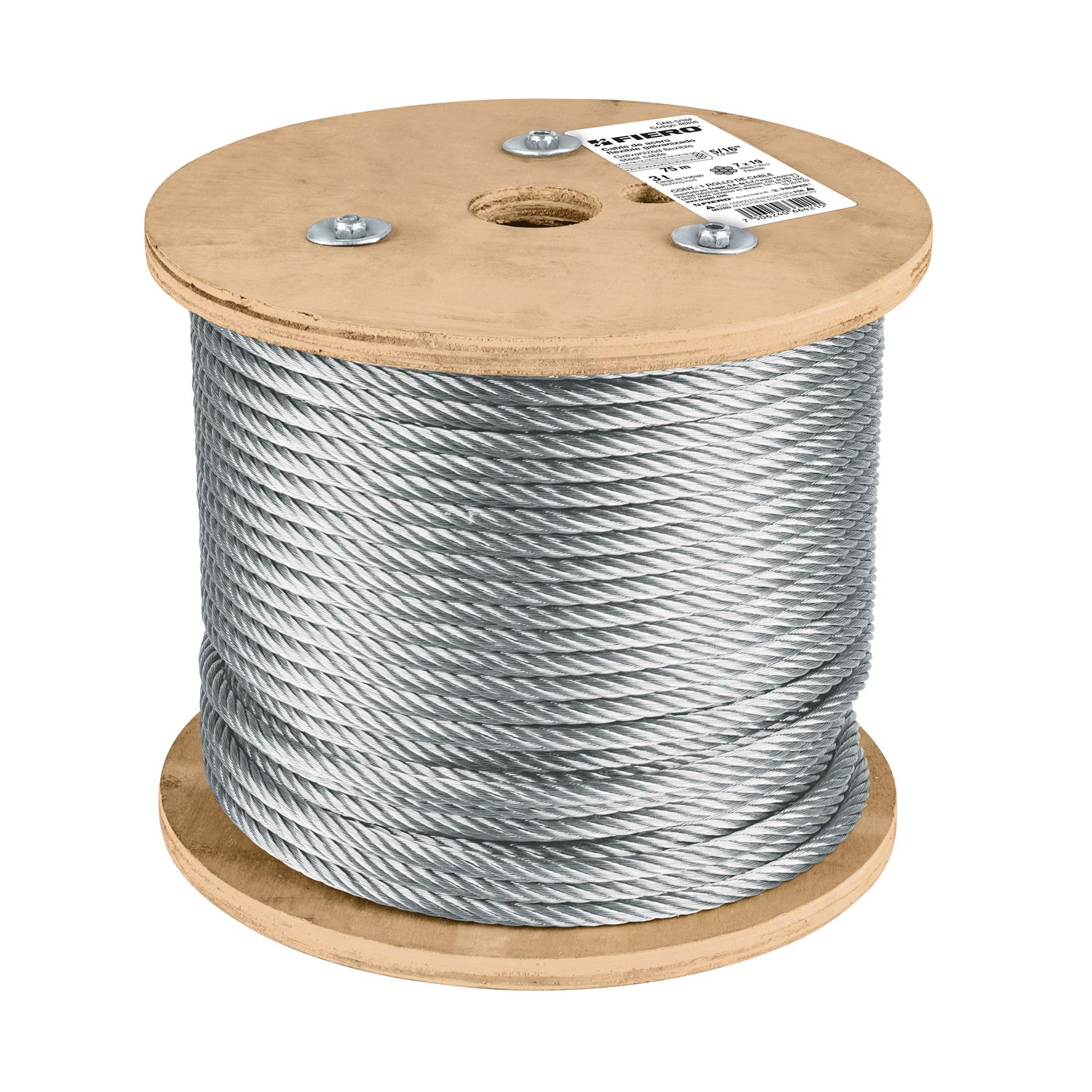 "METRO DE CABLE FLEXIBLE 5/16"" DE ACERO 7X19 HILOS, 75 M"