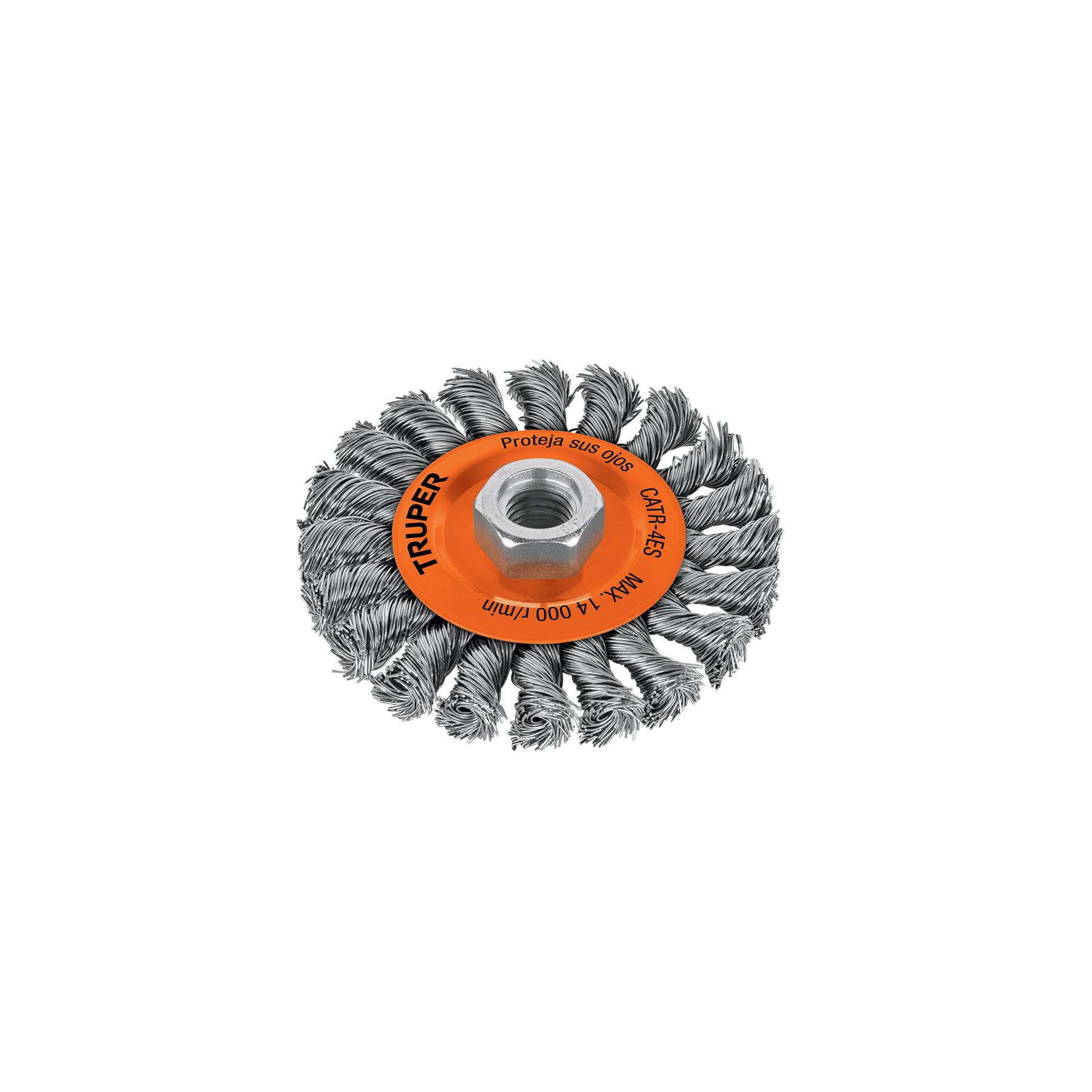 "CARDA CIRCULAR 4"" ALAMBRE TRENZADO, EJE 5/8""-11, TRUPER"