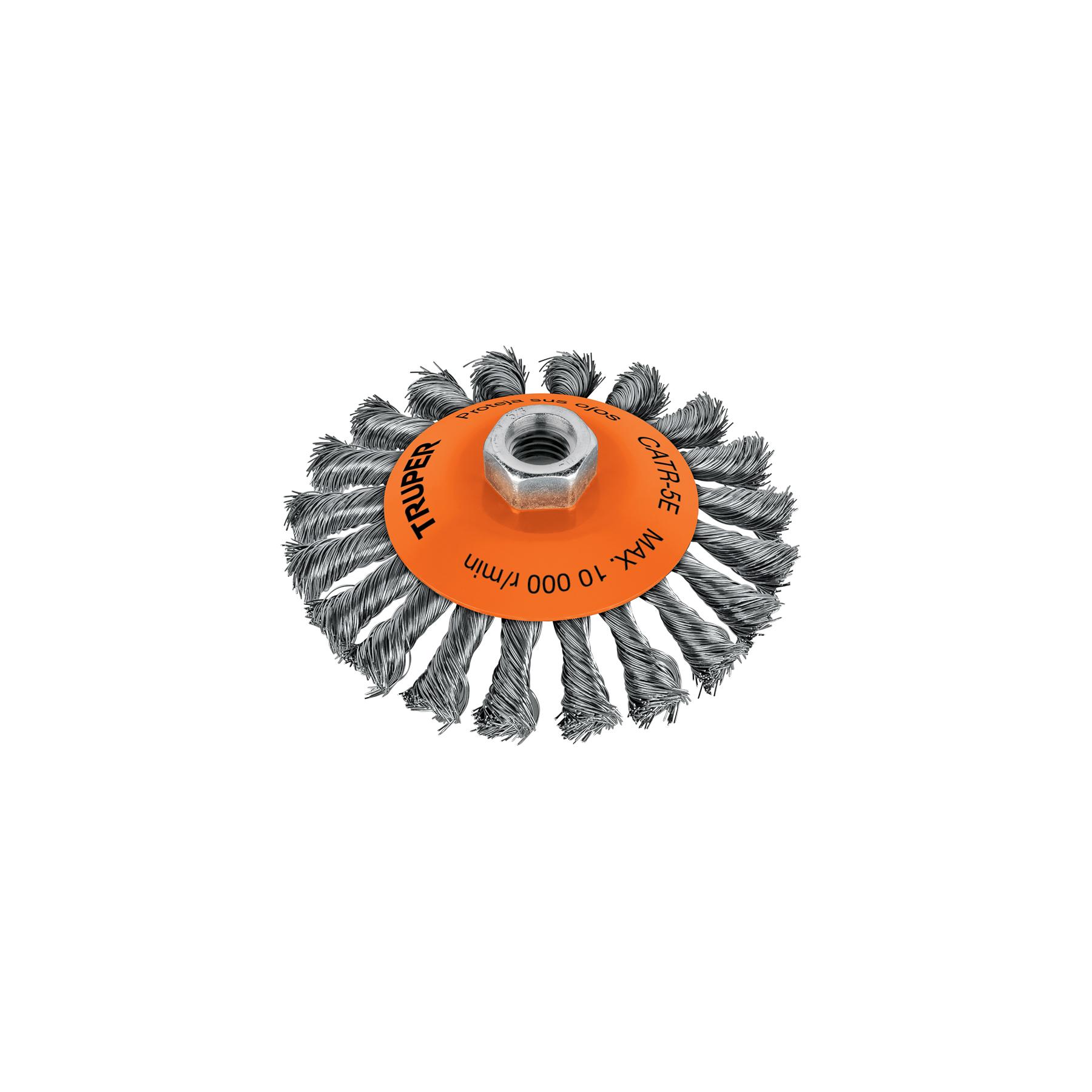"CARDA TIPO CÓNICO 5"" ALAMBRE TRENZADO, EJE 5/8""-11, TRUPER"