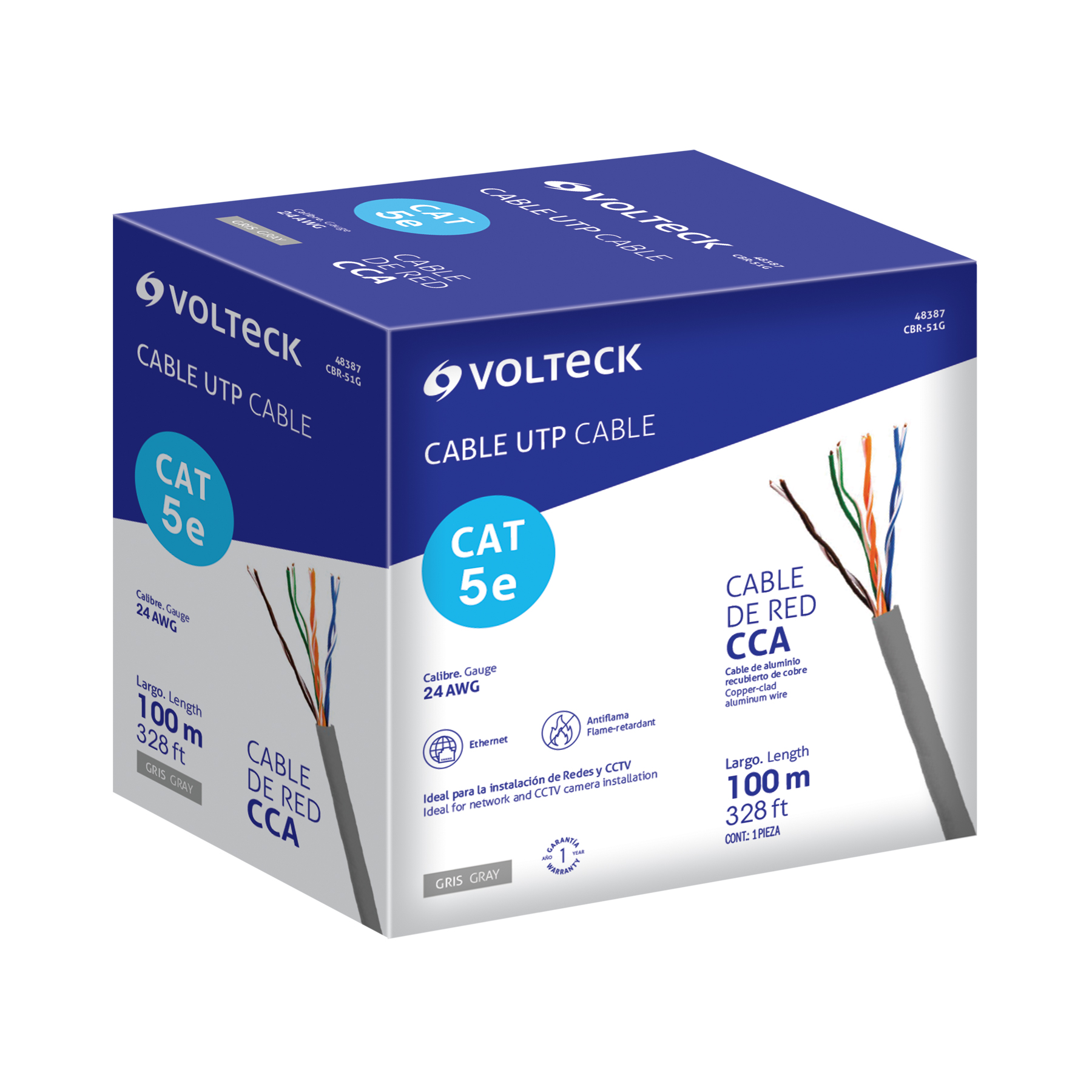 CABLE UTP CAT5E, 100M, GRIS