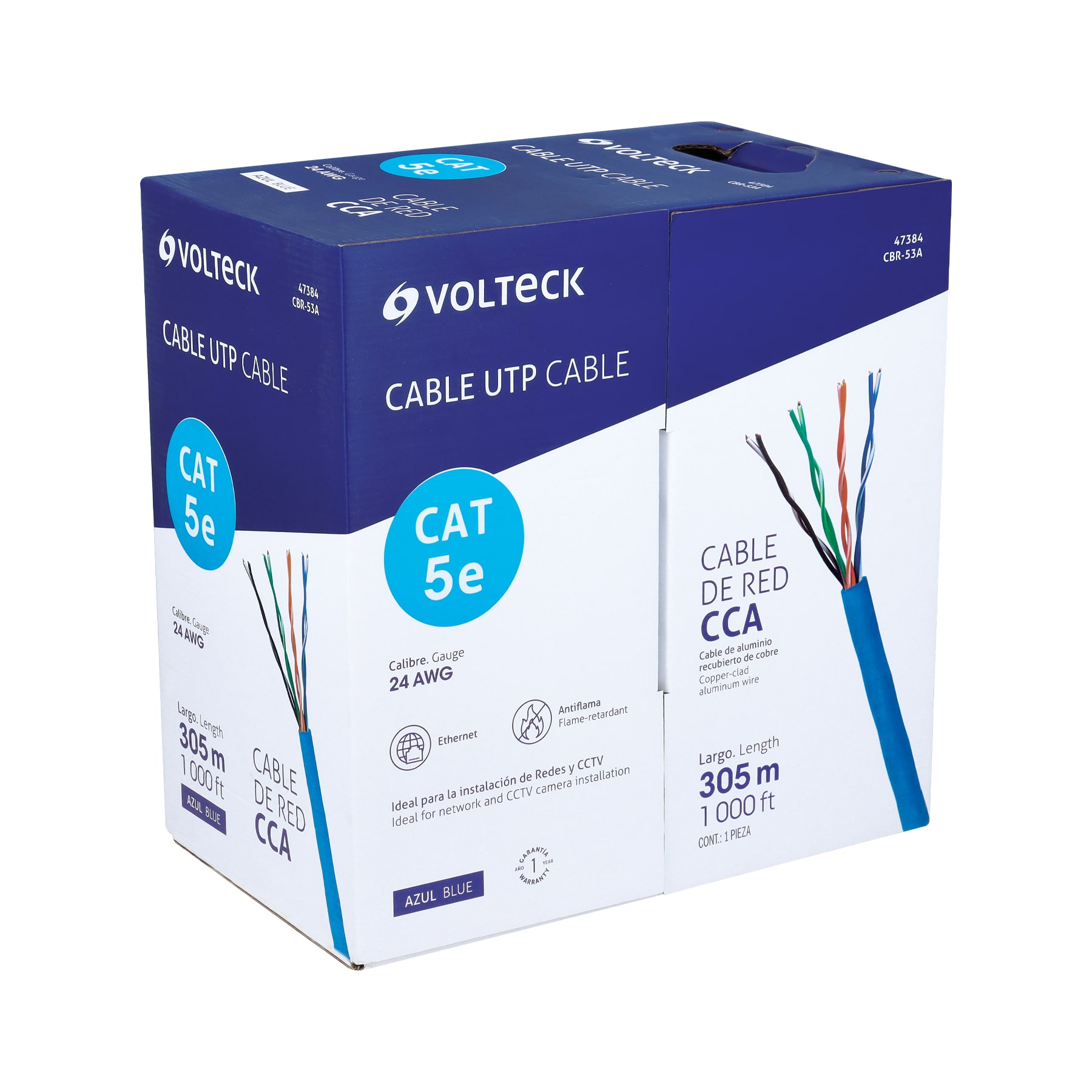 CABLE UTP CAT5E, 305M, AZUL