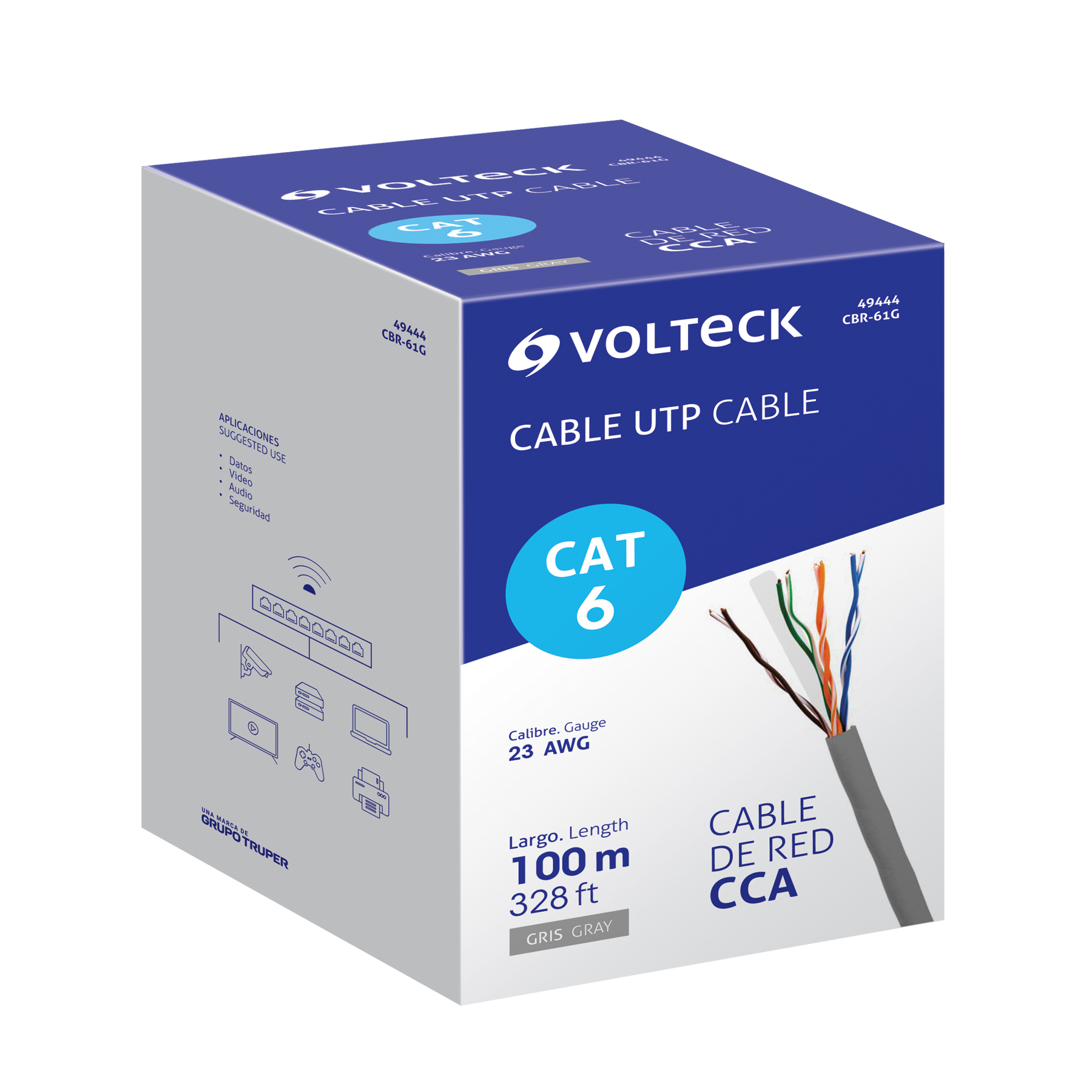 CABLE UTP CAT6, 100M, GRIS