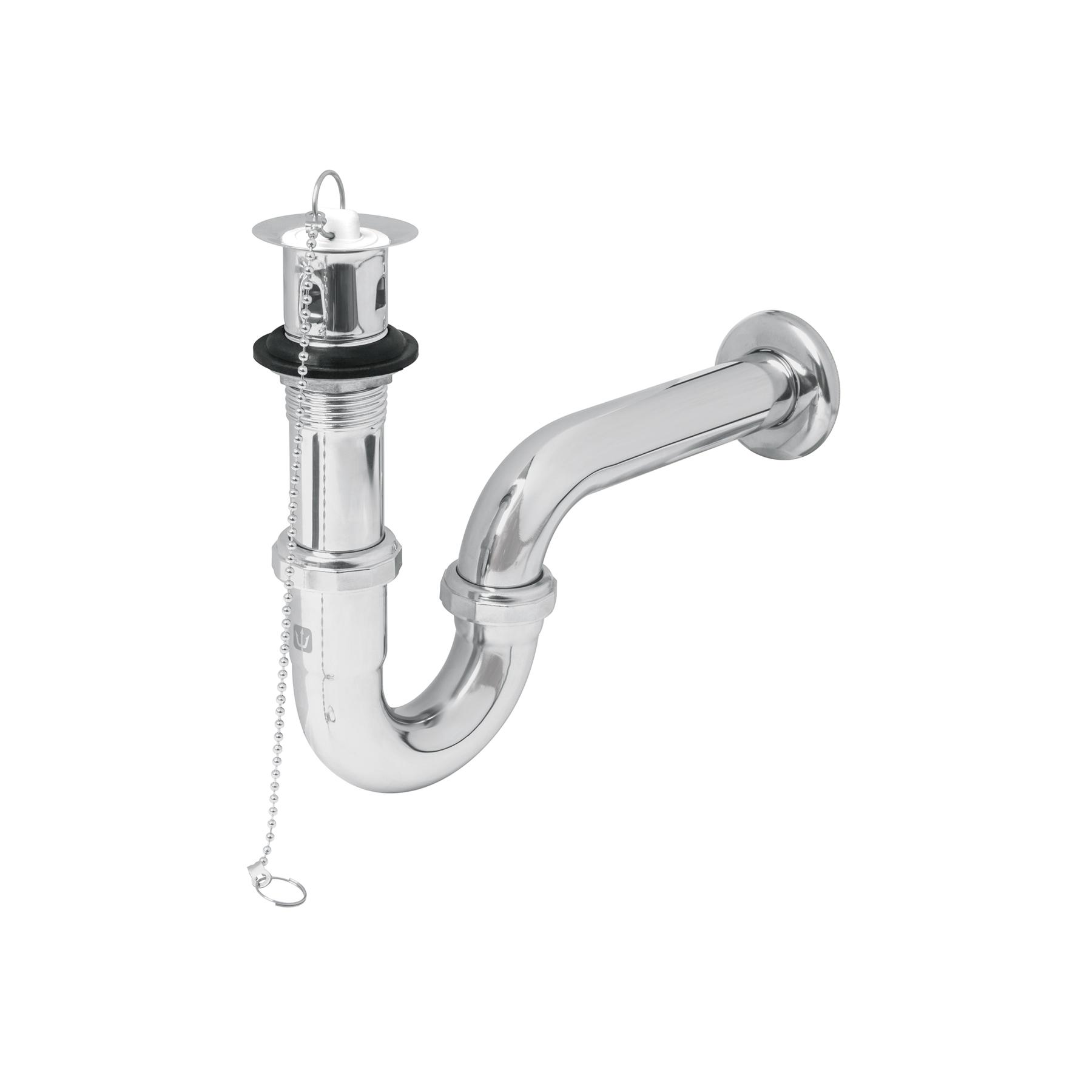 CÉSPOL P/LAVABO LATÓN C/CONTRA, TAPÓN Y CADENA, CROMO,1-1/4'
