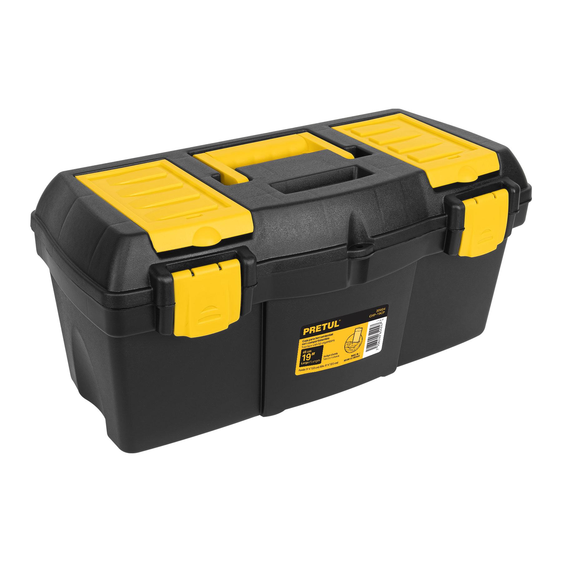 "CAJA PARA HERRAMIENTA DE 19"" CON COMPARTIMENTOS, PRETUL"