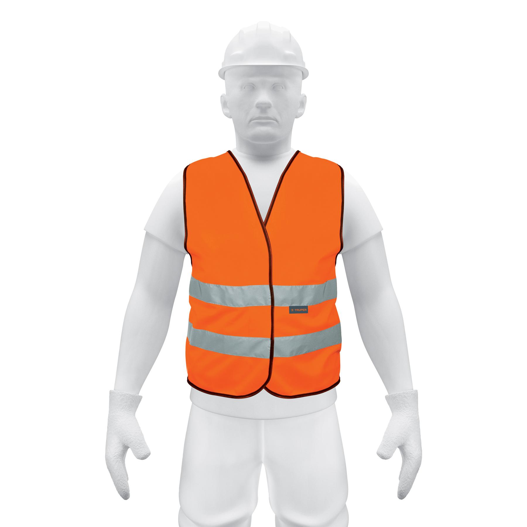 CHALECO DE SEGURIDAD NARANJA CON CINTAS DE ALTA VISIBILIDAD