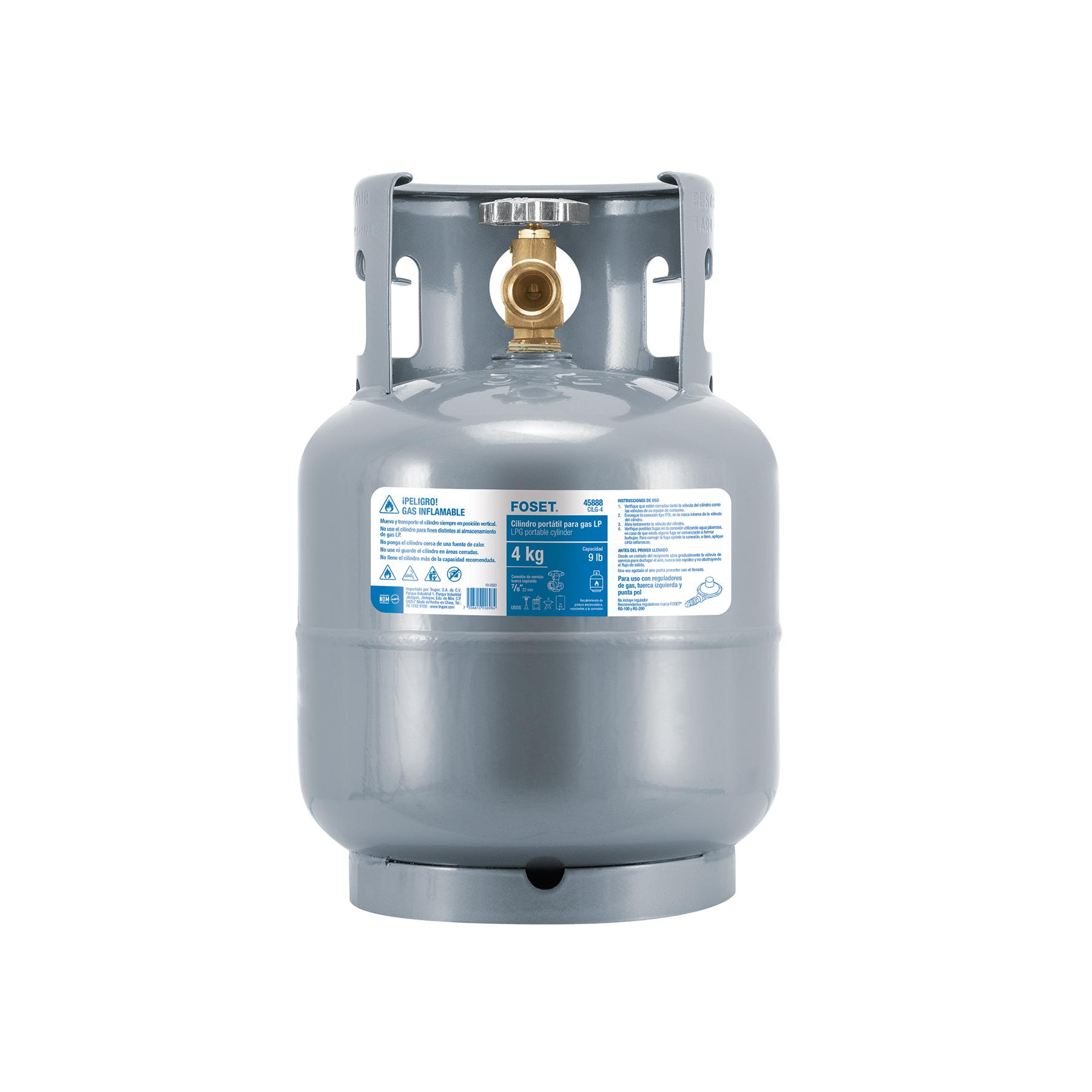 CILINDRO PORTÁTIL PARA GAS LP, 4KG, 16.82 KG/CM2