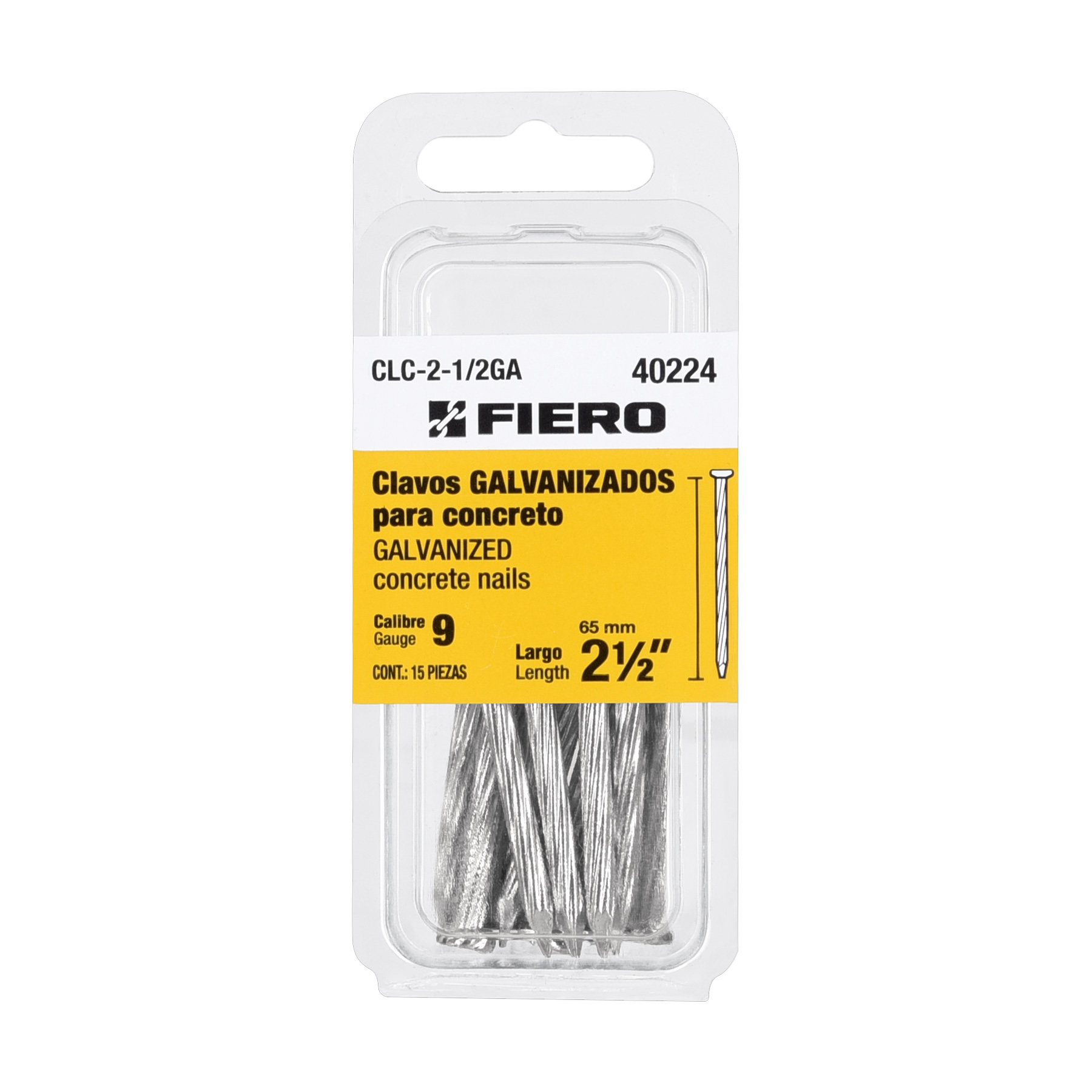 "BLÍSTER 15 CLAVOS GALV, CONCRETO 2-1/2"""