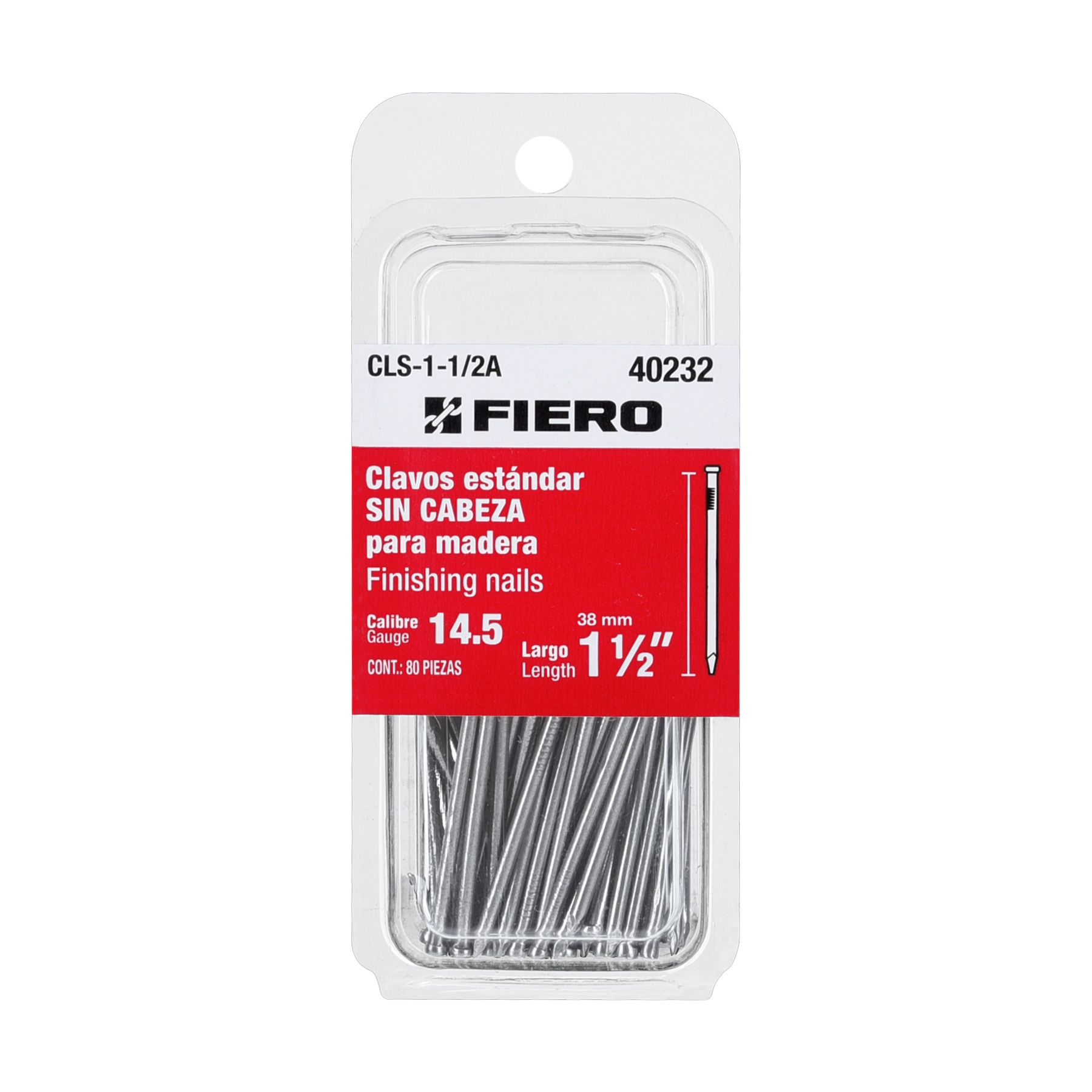 "BLÍSTER 80 CLAVOS STD 1-1/2"" SIN CABEZA"