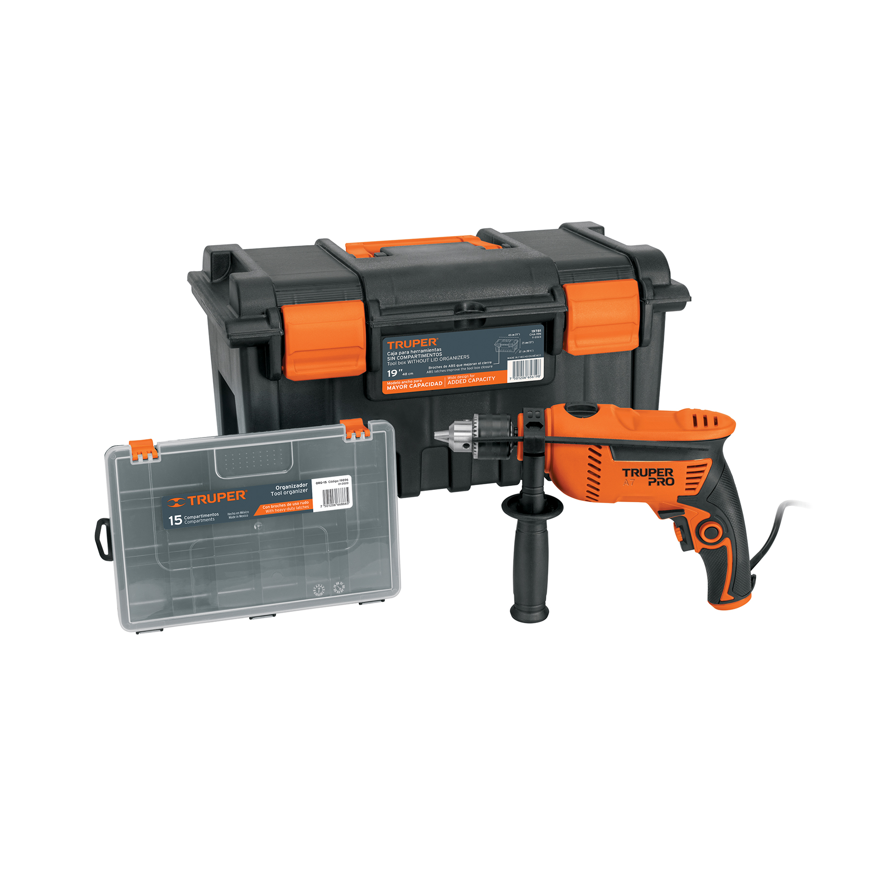 ROTOMARTILLO 1/2' 650 W, CAJA PARA HERRAMIENTA Y ORGANIZADOR