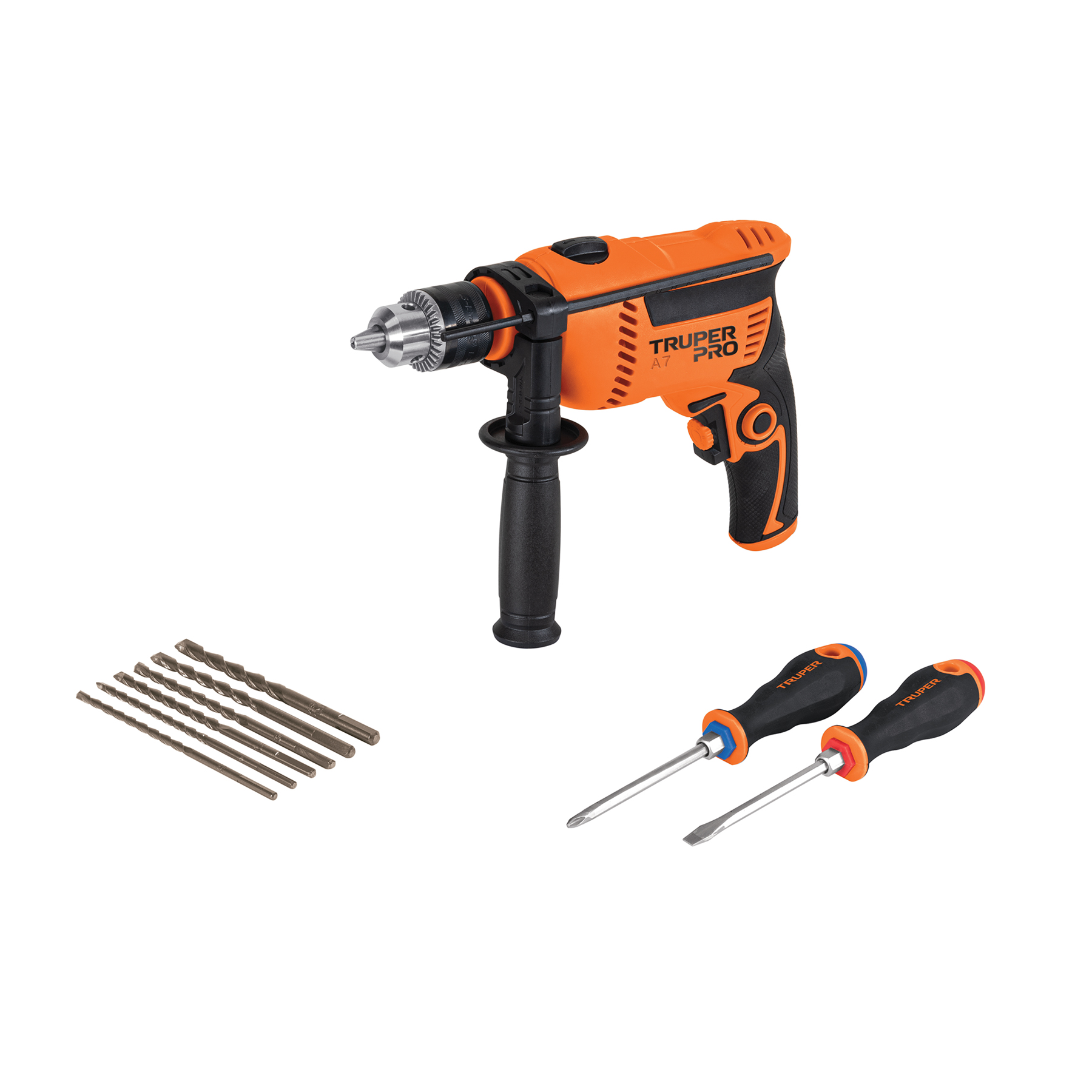 "COMBO DE ROTOMARTILLO PROFESIONAL 1/2"" 650W, 6 BROCAS Y 2 DESARMADORES"