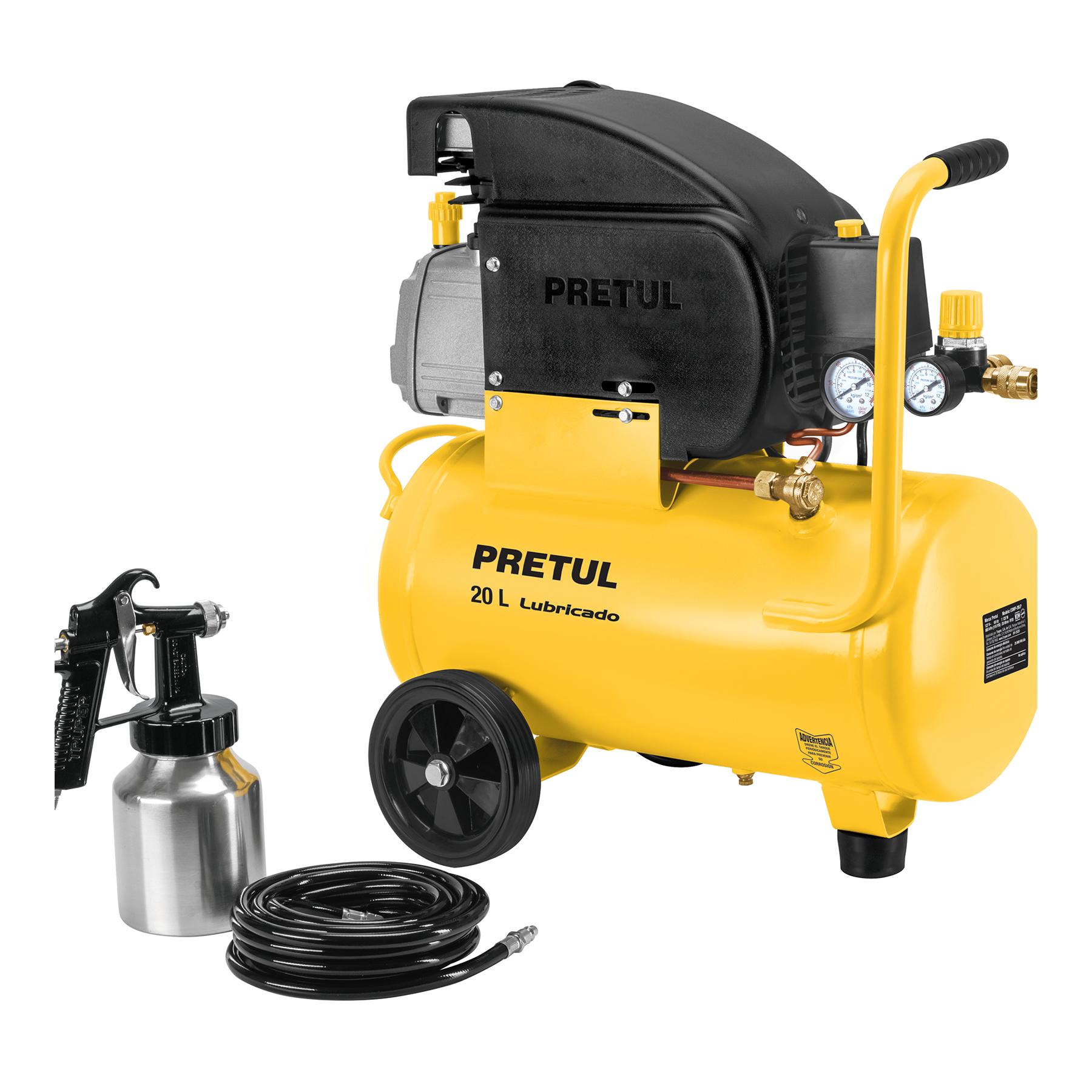 KIT COMPRESOR LUB, 20L, MANGUERA Y PISTOLA BAJA,127V, TRUPER