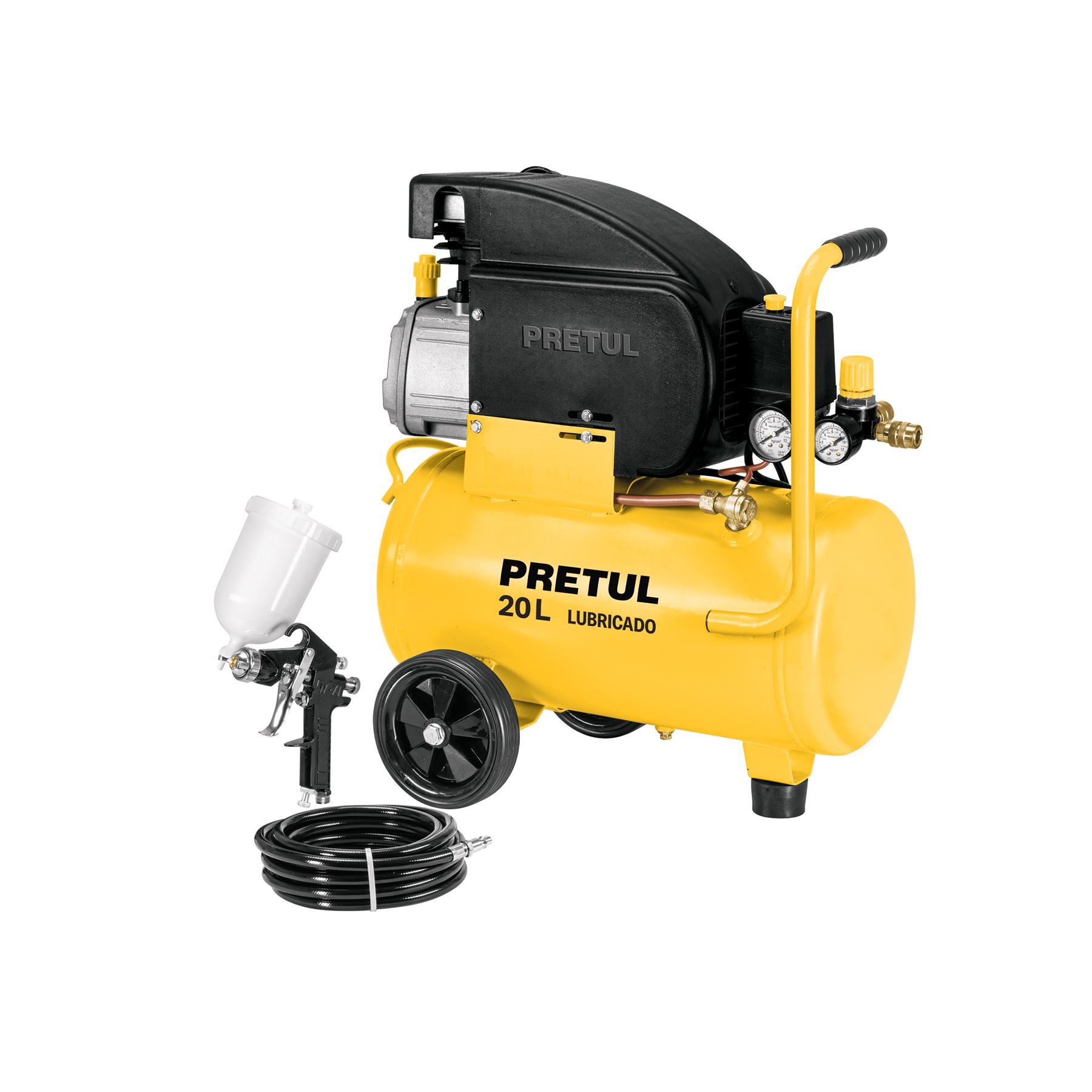 KIT COMPRESOR LUB, 20L, MANGUERA Y PISTOLA GRAV,127V, TRUPER