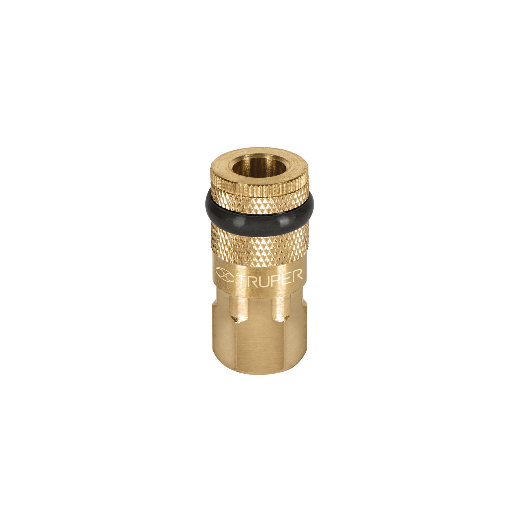 "COPLE RÁPIDO DE LATÓN, HEMBRA, CUERDA 1/4"" NPT, TRUPER"