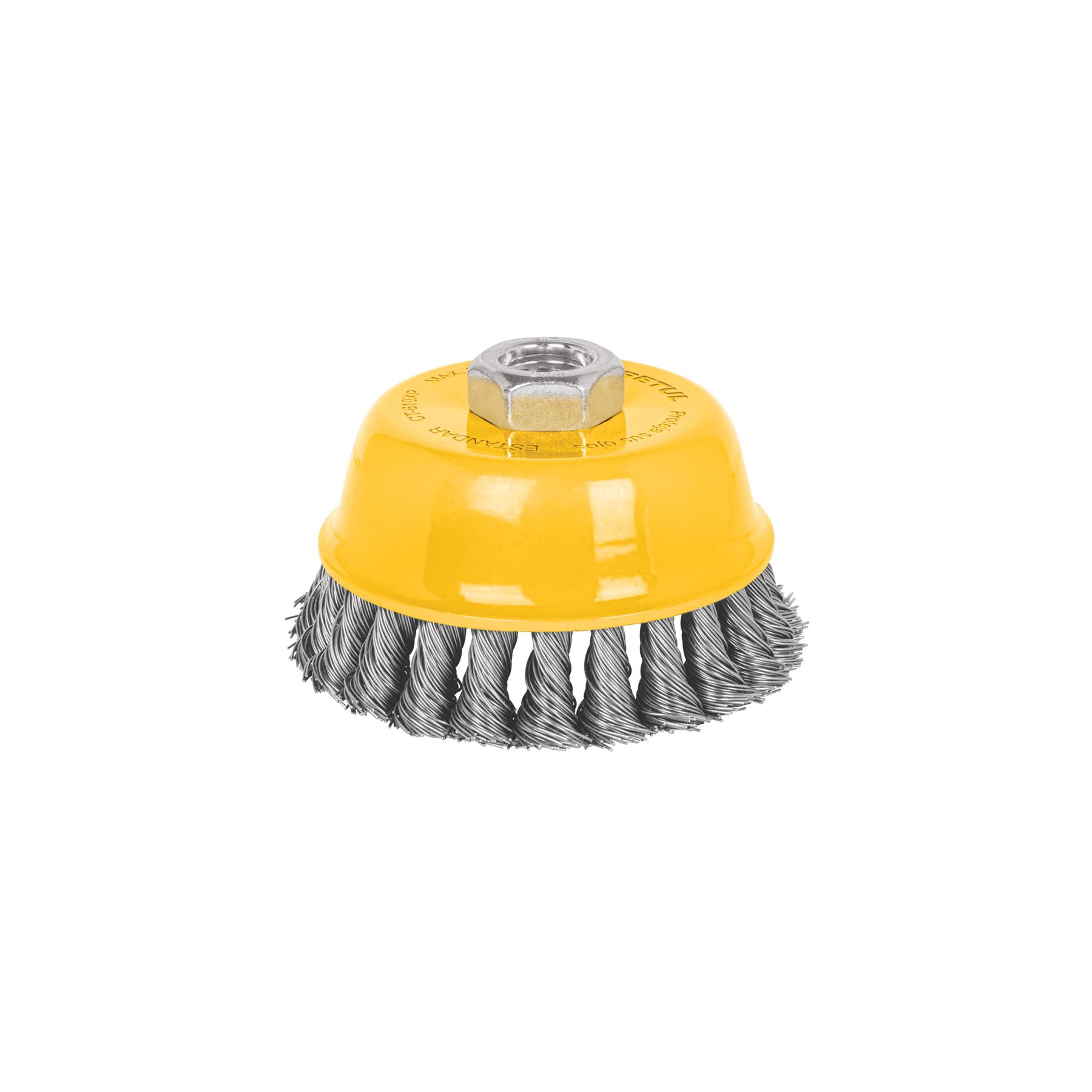 "CARDA COPA 4"" ALAMBRE TRENZADO GRUESO, EJE 5/8""-11, PRETUL"