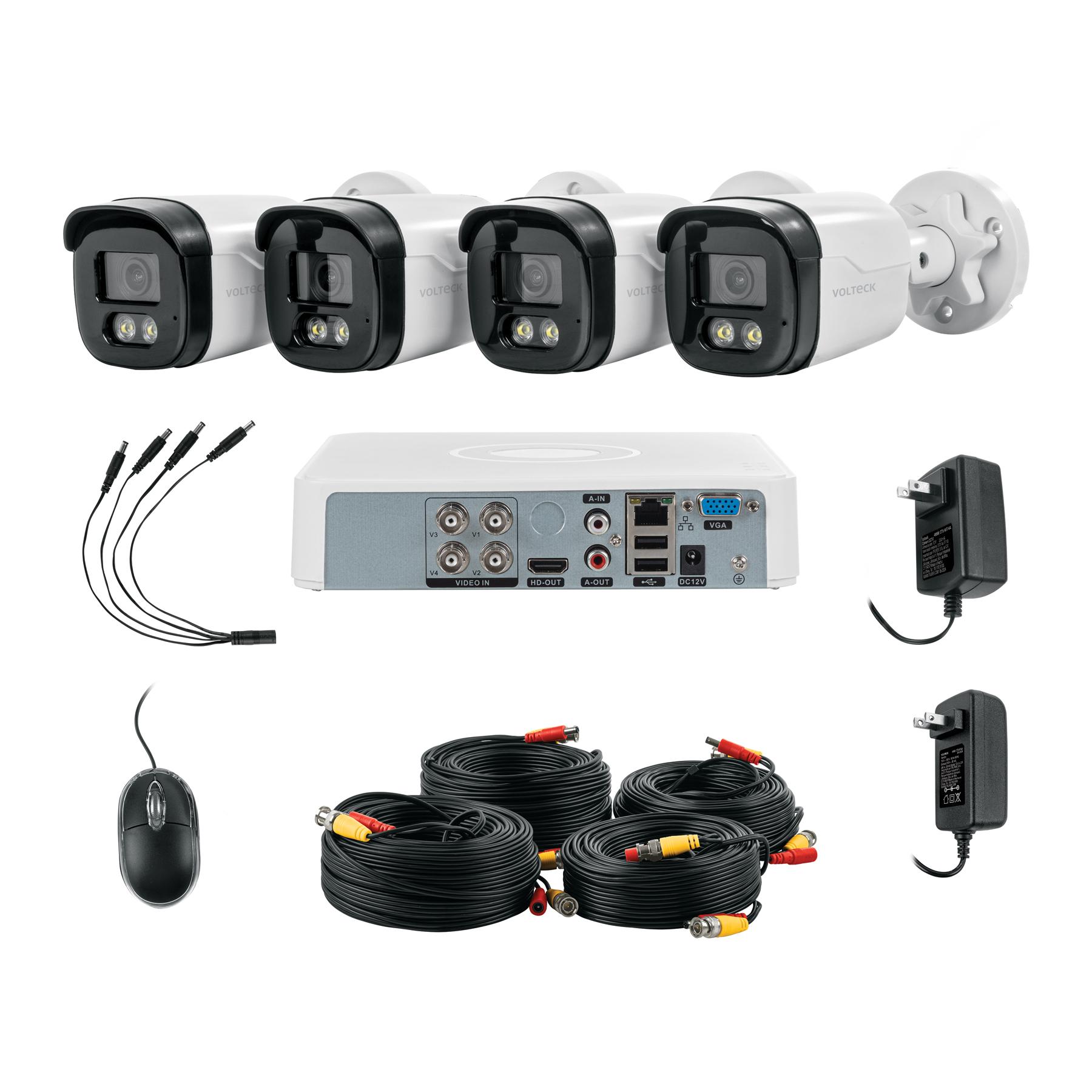 SISTEMA DE VIDEO VIGILANCIA CCTV, 4 CANALES, 4 CÁMARAS, 5MP, DISCO 1TB