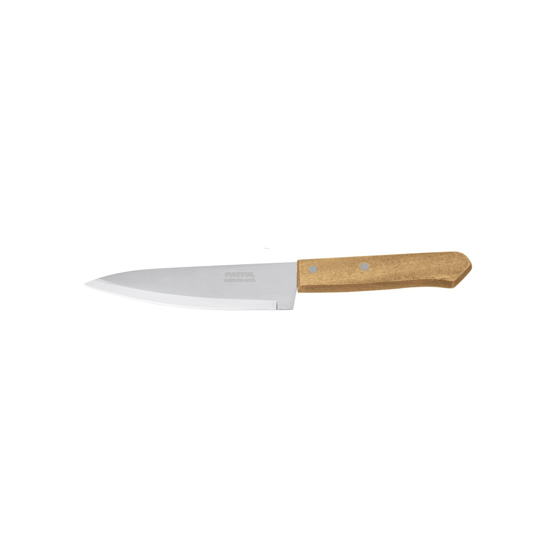 "CUCHILLO DE CHEF 7"" MANGO DE MADERA, PRETUL"