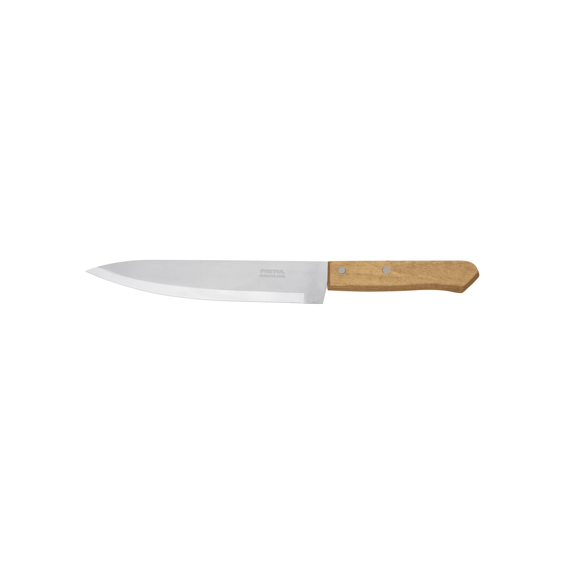 "CUCHILLO DE CHEF 8"" MANGO DE MADERA, PRETUL"